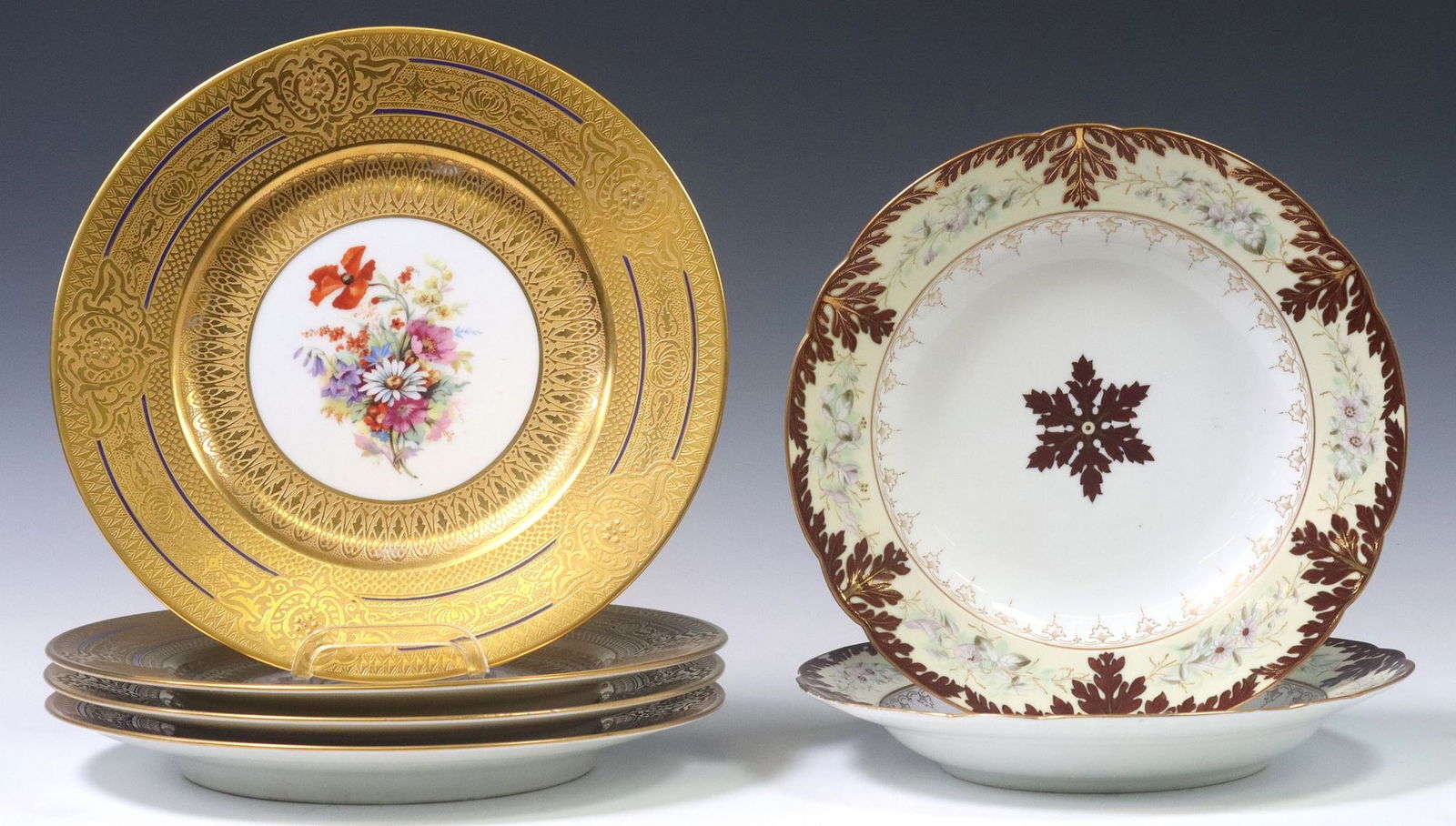 (6) HUTSCHENREUTHER GOLD-ENCRUSTED PORCELAIN CHARGERS (1 of 5)