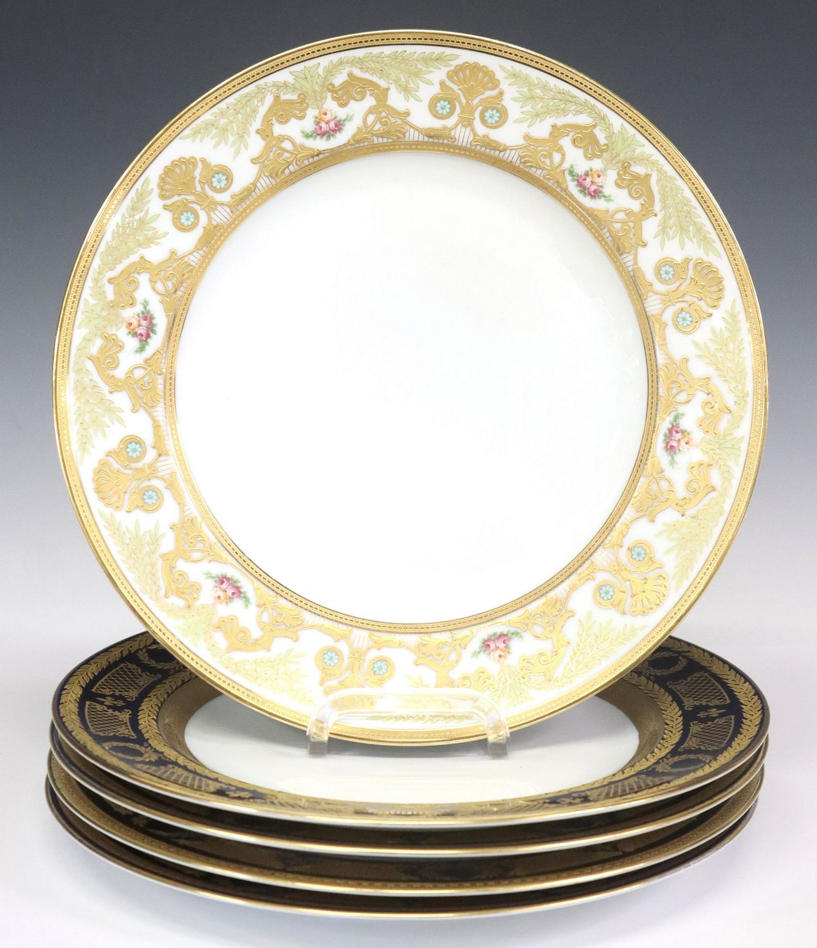 (5) GERMAN ROSENTHAL PARCEL GILT PORCELAIN DINNER PLATES (1 of 9)