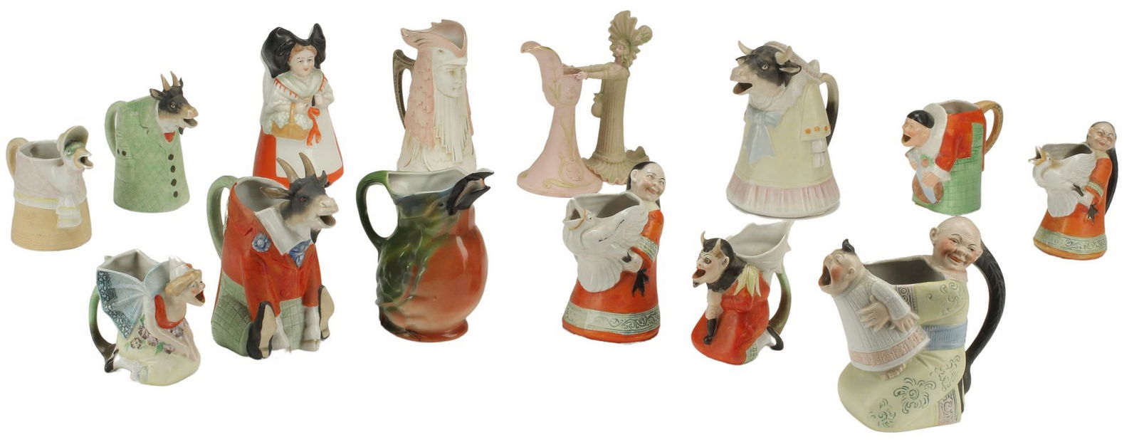 (14) GERMAN SCHAFER & VATER NOVELTY PORCELAIN FIGURAL CREAMERS (1 of 7)