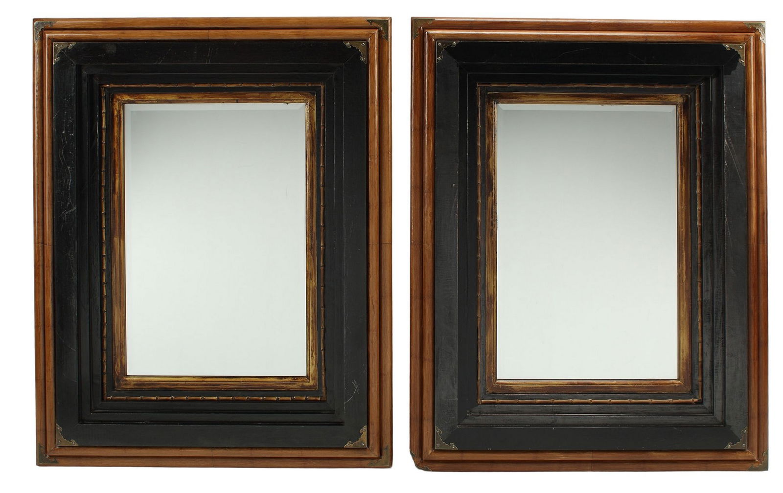 (2) PORTUGUESE STYLE BAMBOO-FRAMED MIRRORS, 47.5" X 37.5" (1 of 3)