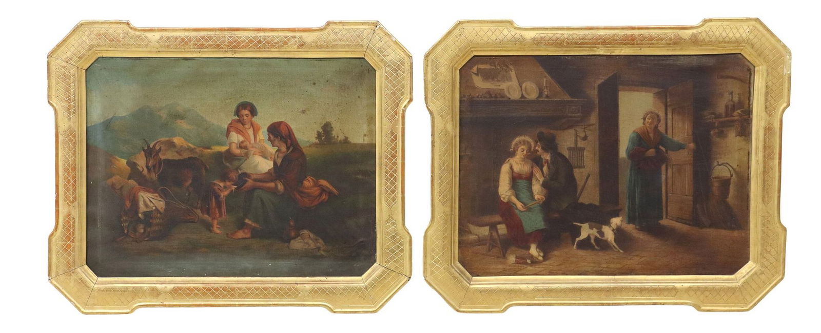 (2) GENRE SCENE OLEOGRAPHS IN GILTWOOD FRAMES (1 of 5)