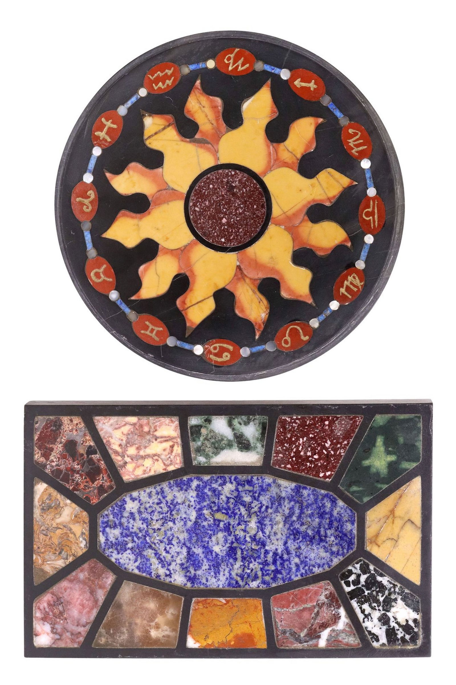 (2) ITALIAN PIETRA DURA SPECIMEN MARBLE PAPERWEIGHTS (1 of 5)