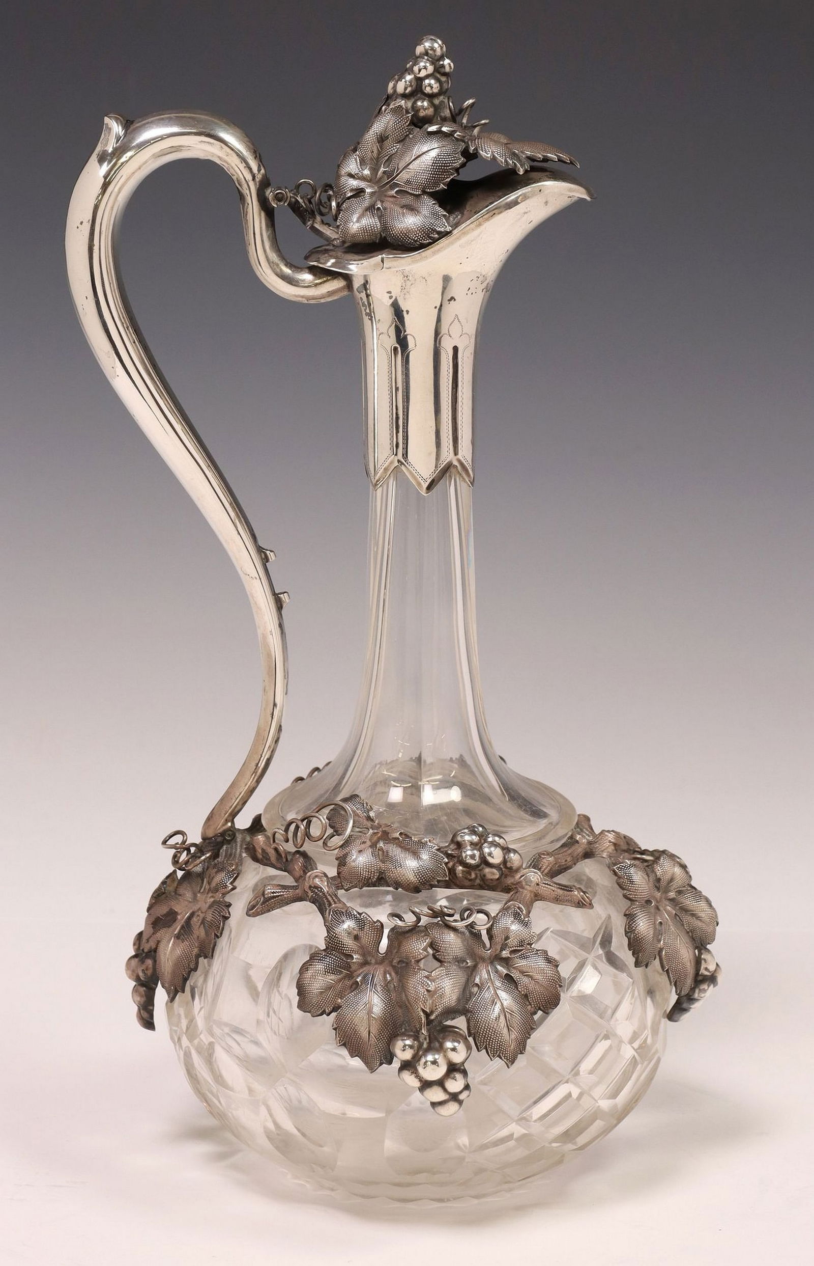 CONTINENTAL .812 SILVER-MOUNTED CUT-GLASS CLARET JUG (1 of 4)