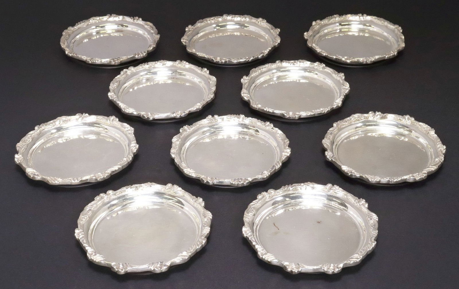 (10) SMALL STERLING SILVER PLATES OR COASTERS, MEXICO (1 of 4)