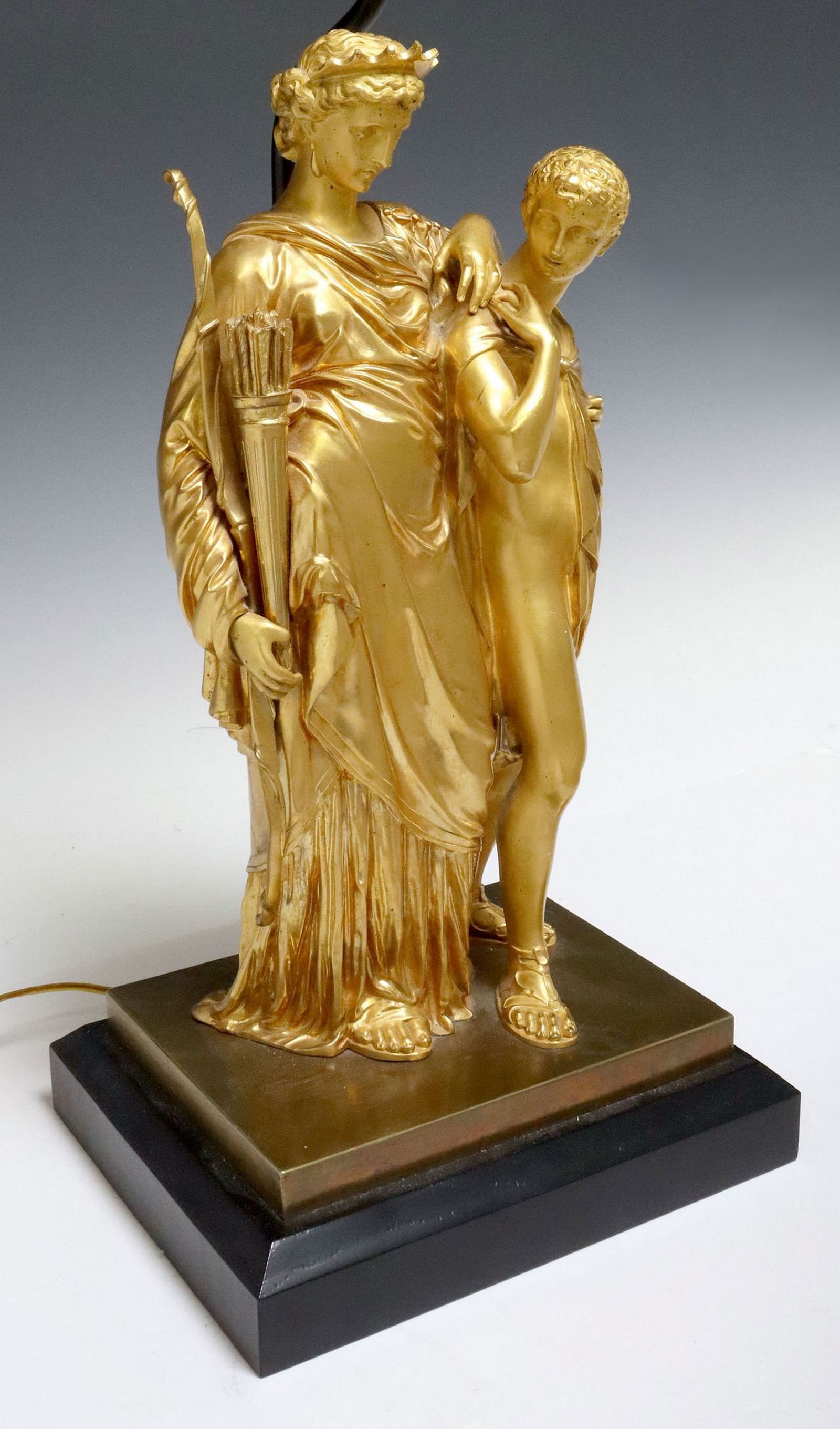 LARGE FRENCH NEOCLASSICAL ORMOLU SCULPTURE TABLE LAMP (1 of 6)