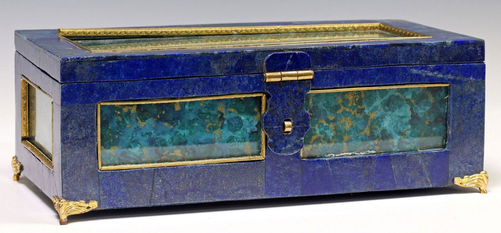 LARGE DECORATIVE TESSELLATED LAPIS LAZULI TABLE BOX (1 of 9)