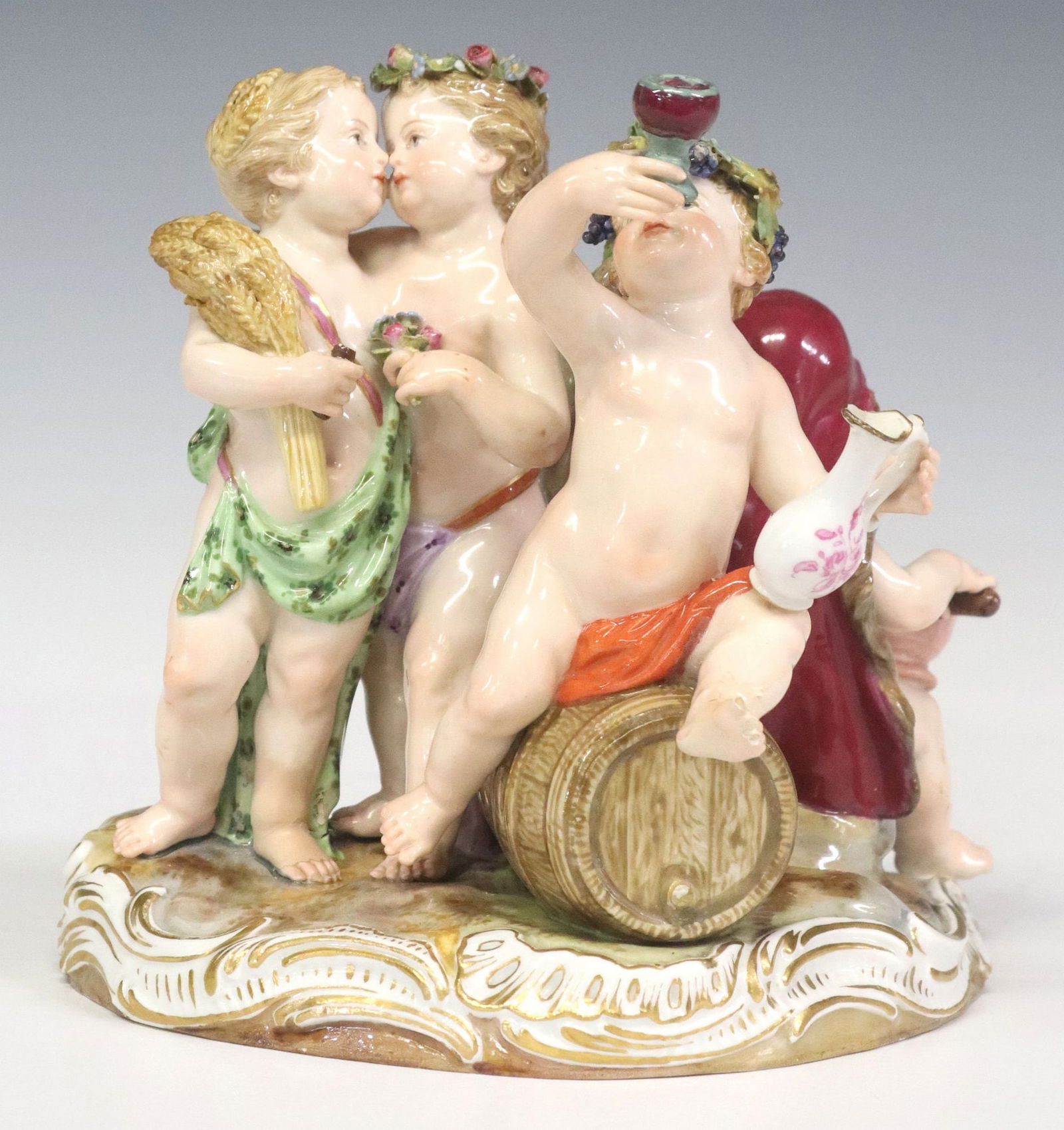 MEISSEN PORCELAIN ALLEGORICAL FIGURE GROUP THE FOUR SEASONS, MODEL 1068 (1 of 5)