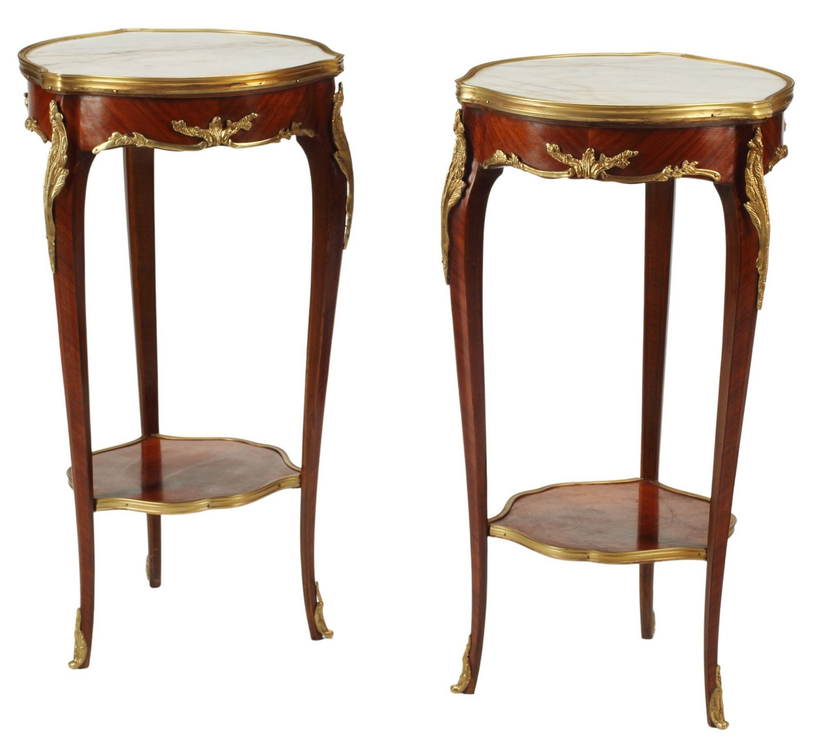 (2) LOUIS XV STYLE ORMOLU-MOUNTED & WHITE MARBLE-INSET GUERIDONS (1 of 4)