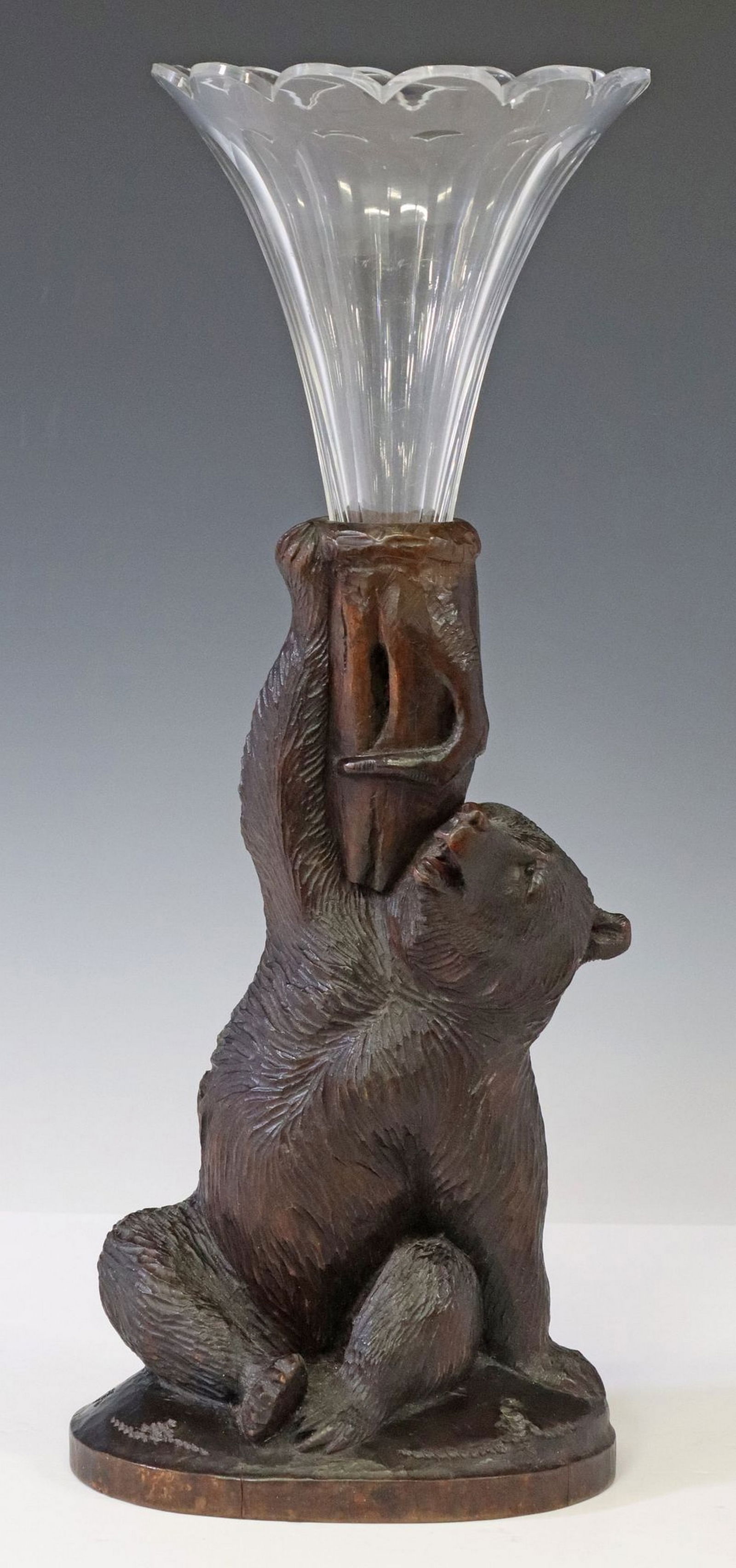 BLACK FOREST FIGURAL CARVED BEAR SPILL VASE (1 of 5)