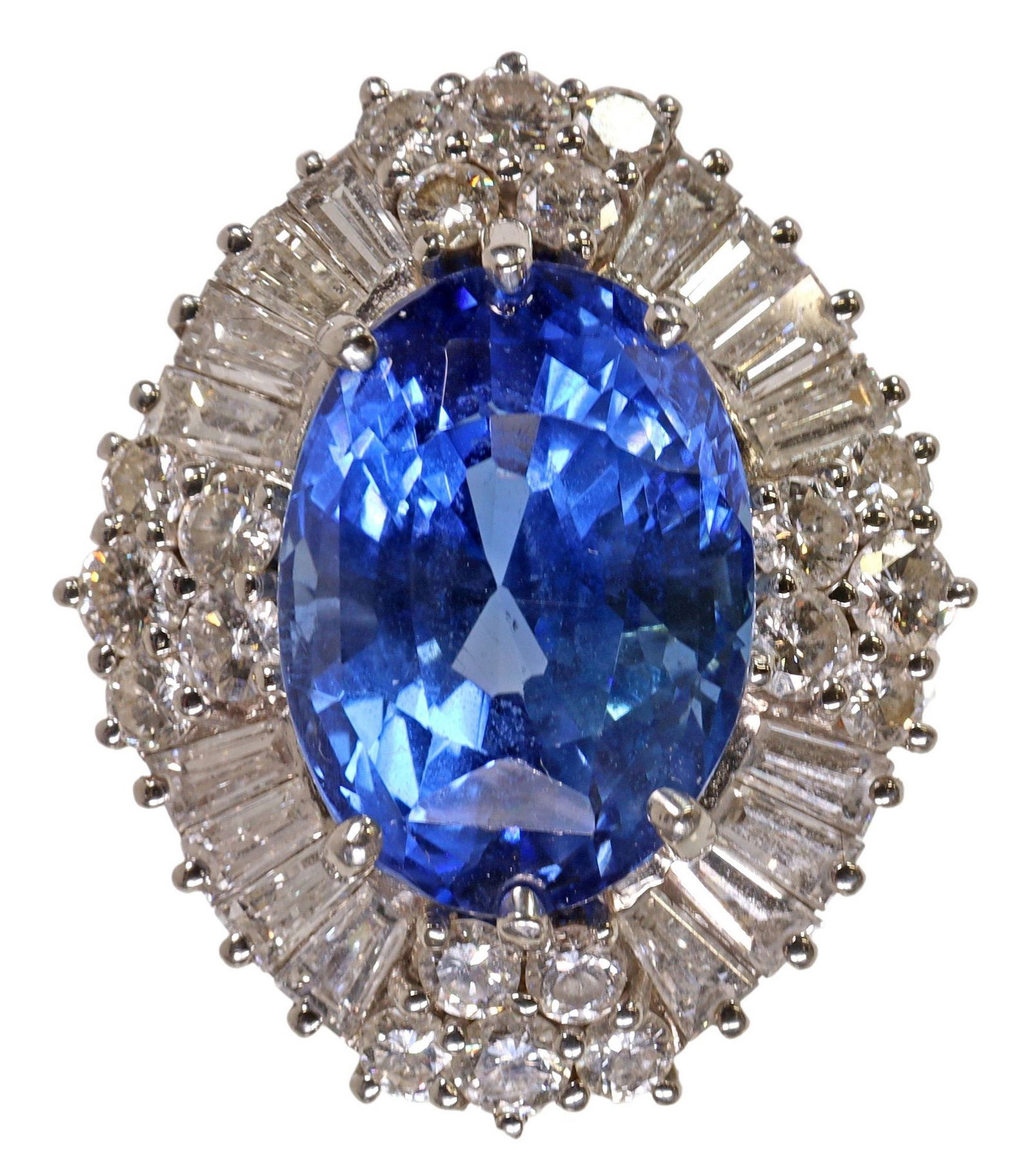 ESTATE CUSTOM PLATINUM, 10CT SAPPHIRE & 2.5CTTW DIAMOND RING (1 of 4)