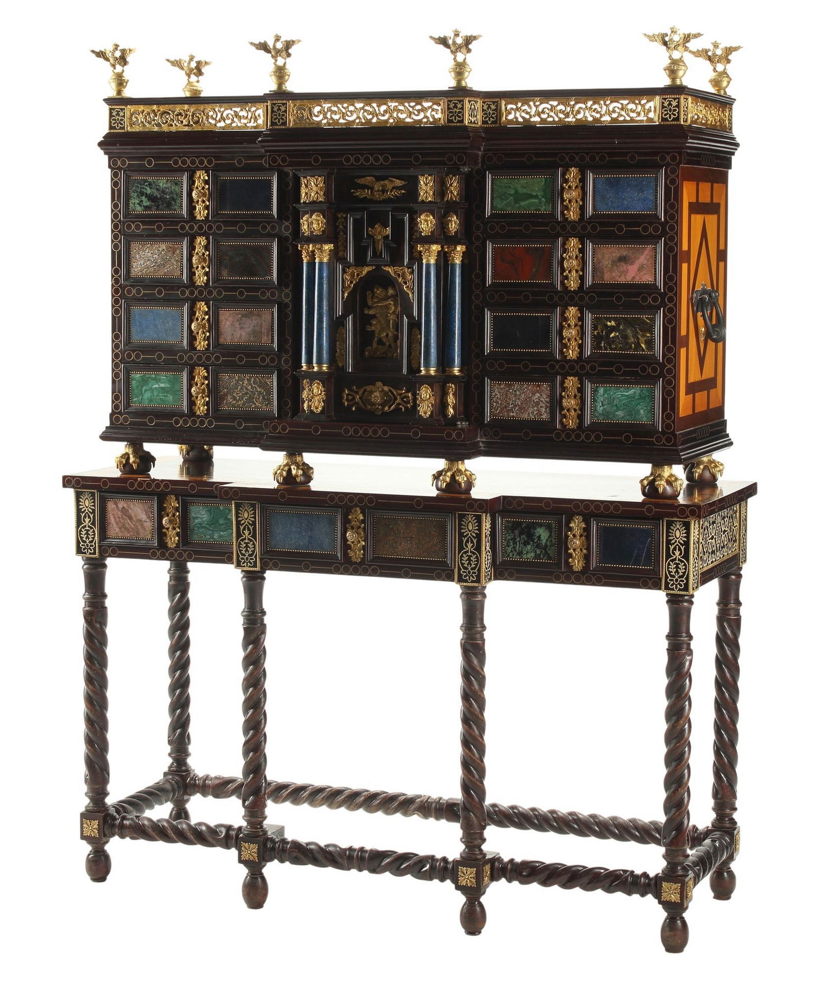 RENAISSANCE STYLE SPECIMEN MARBLE-INSET PAPELARIA ON STAND (1 of 9)