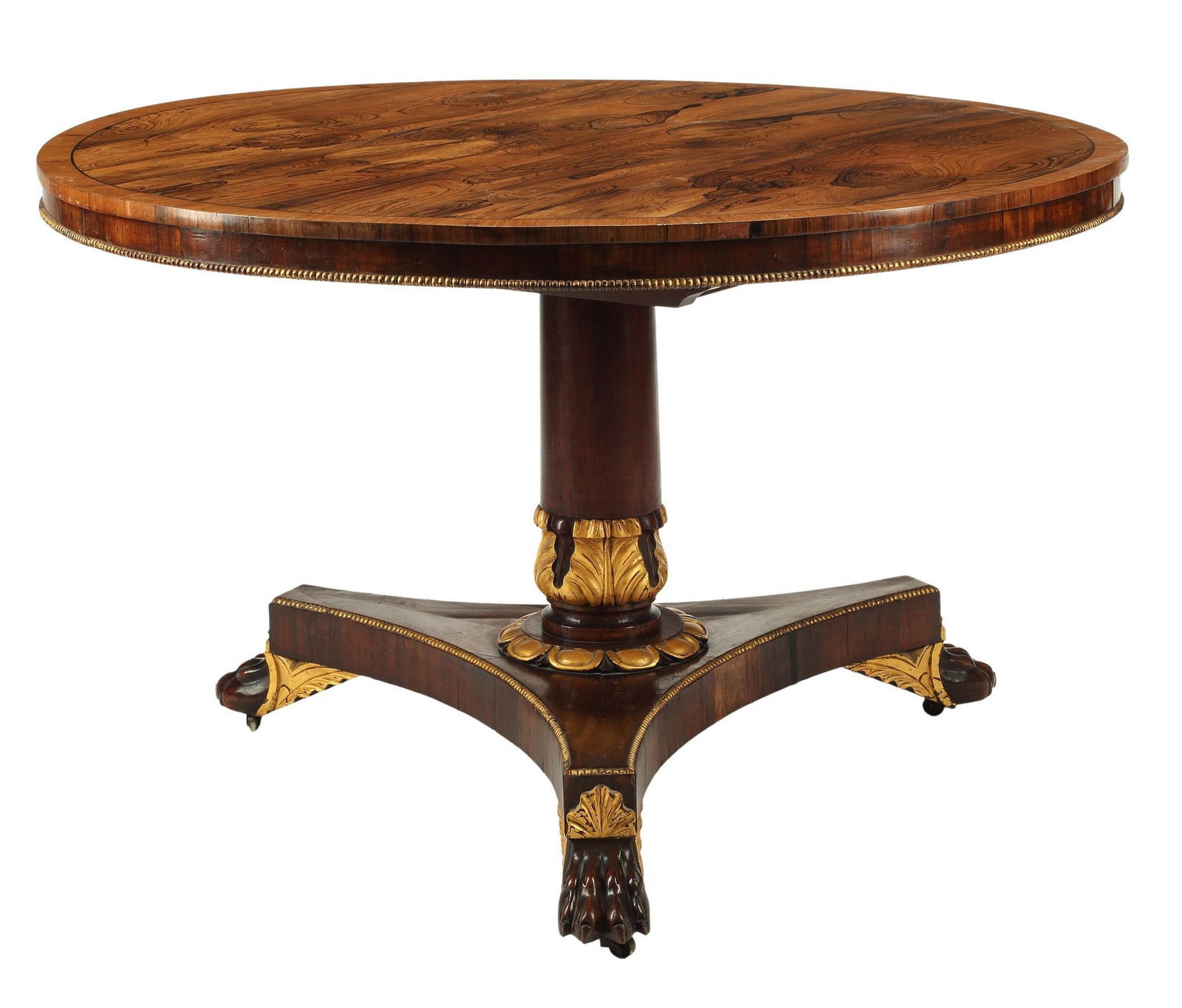 ENGLISH REGENCY PARCEL-GILT ROSEWOOD CENTER TABLE (1 of 5)