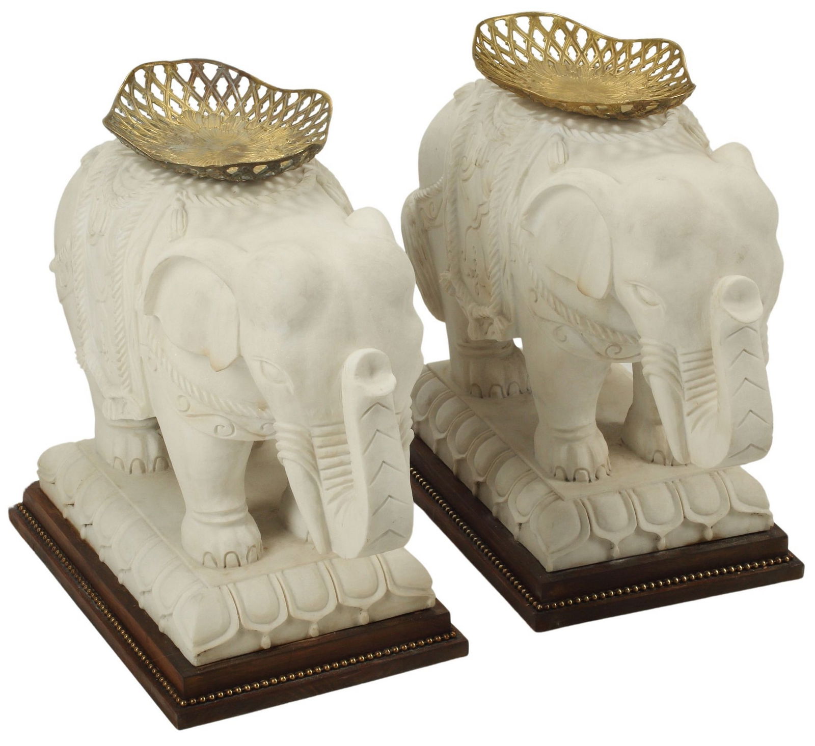 (2) MARBLE CAPARISONED ELEPHANTS (1 of 4)