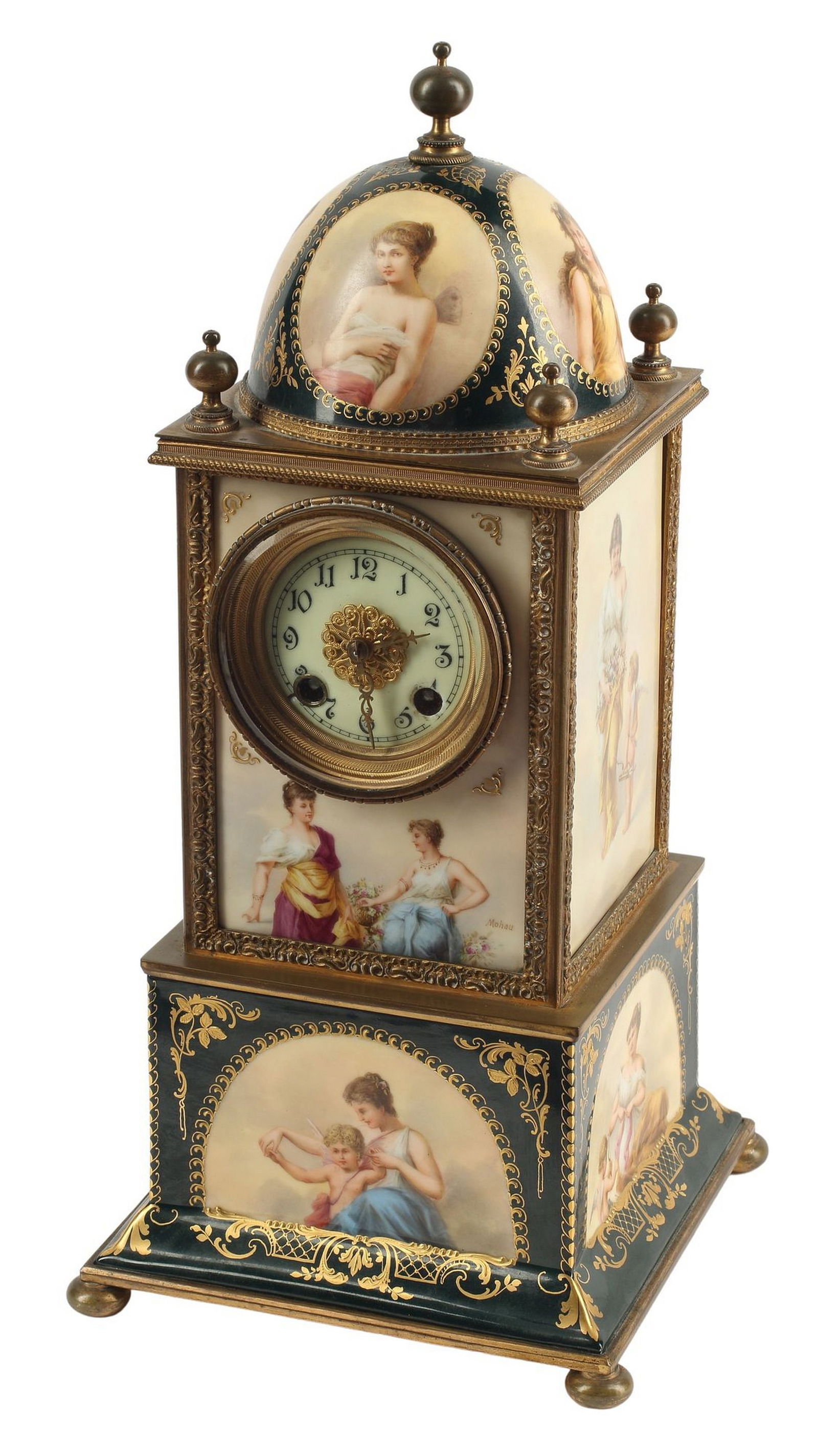 VIENNESE-STYLE PORCELAIN & BRONZE-MOUNTED STRIKING MANTEL CLOCK (1 of 5)