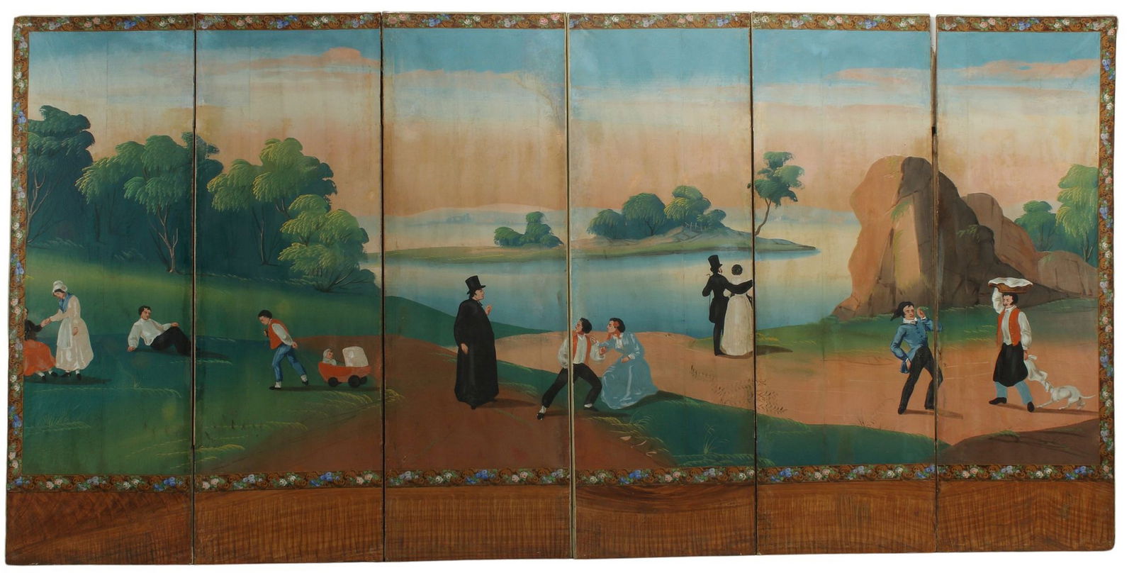 FRENCH SCENIC WALLPAPER SIX-PANEL SCREEN (1 of 7)