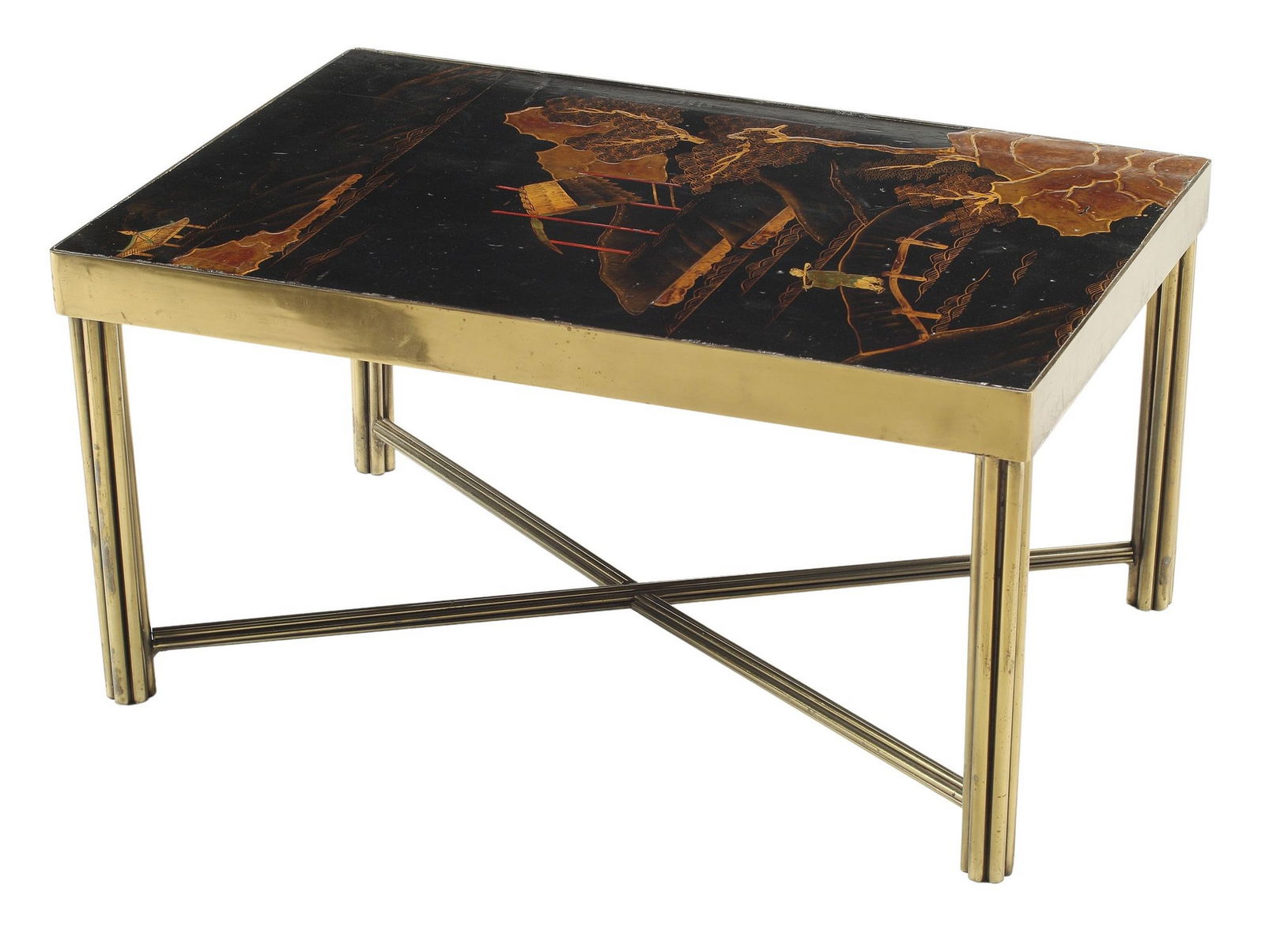 CHINOISERIE LACQUER & GILT-METAL LOW COFFEE TABLE (1 of 4)