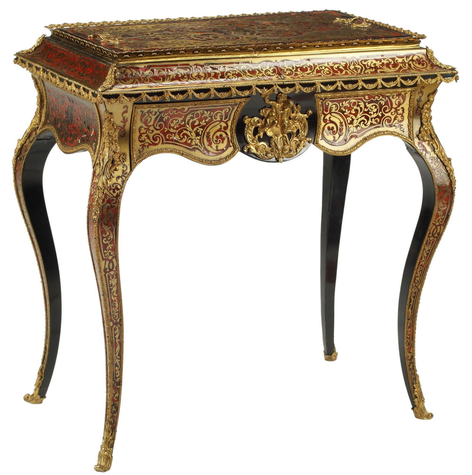NAPOLEON III STYLE ORMOLU-MOUNTED & CUT-BRASS-INLAID JARDINIERE (1 of 6)