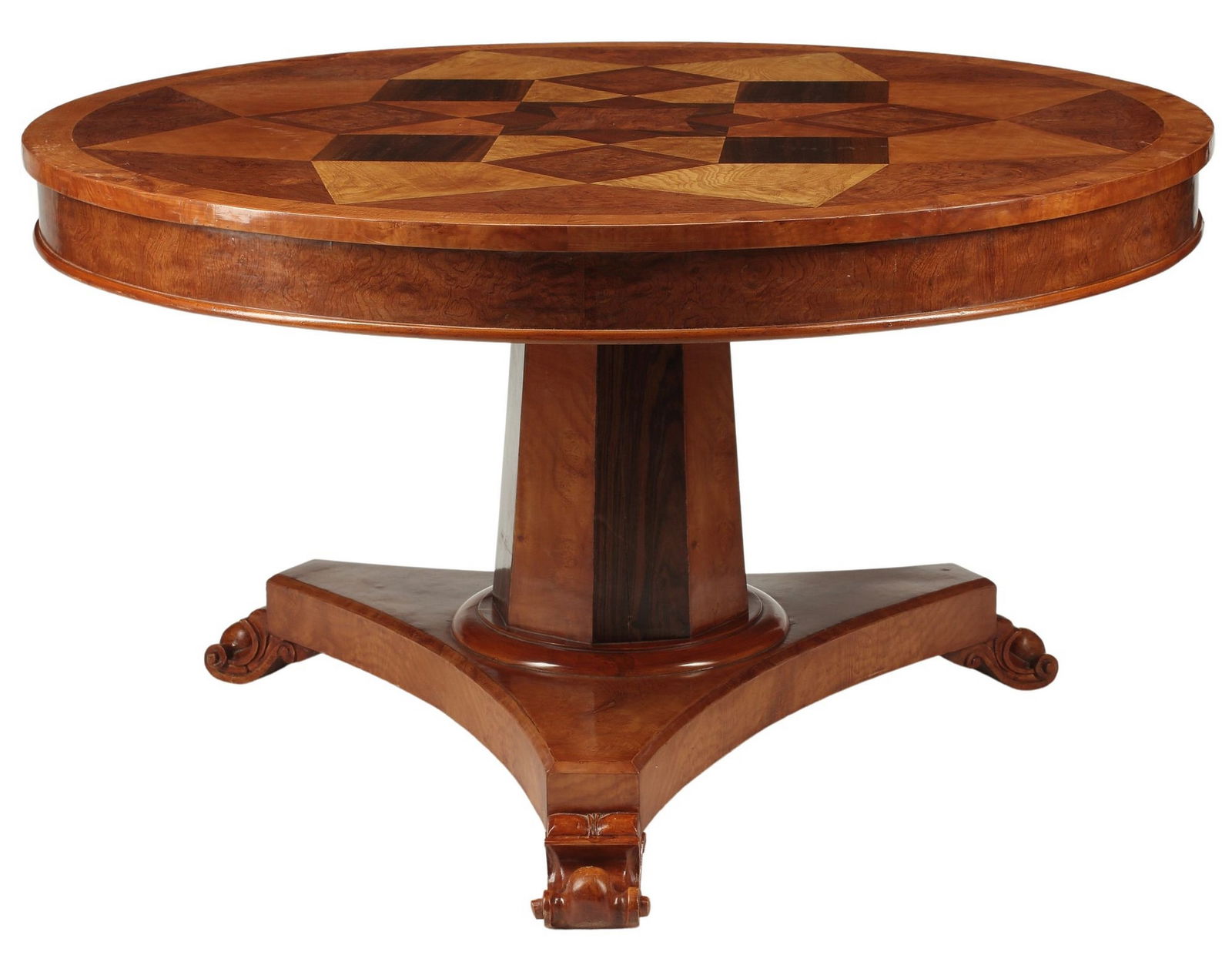 BIEDERMEIER STYLE PARQUETRY-INLAID PEDESTAL TABLE (1 of 5)