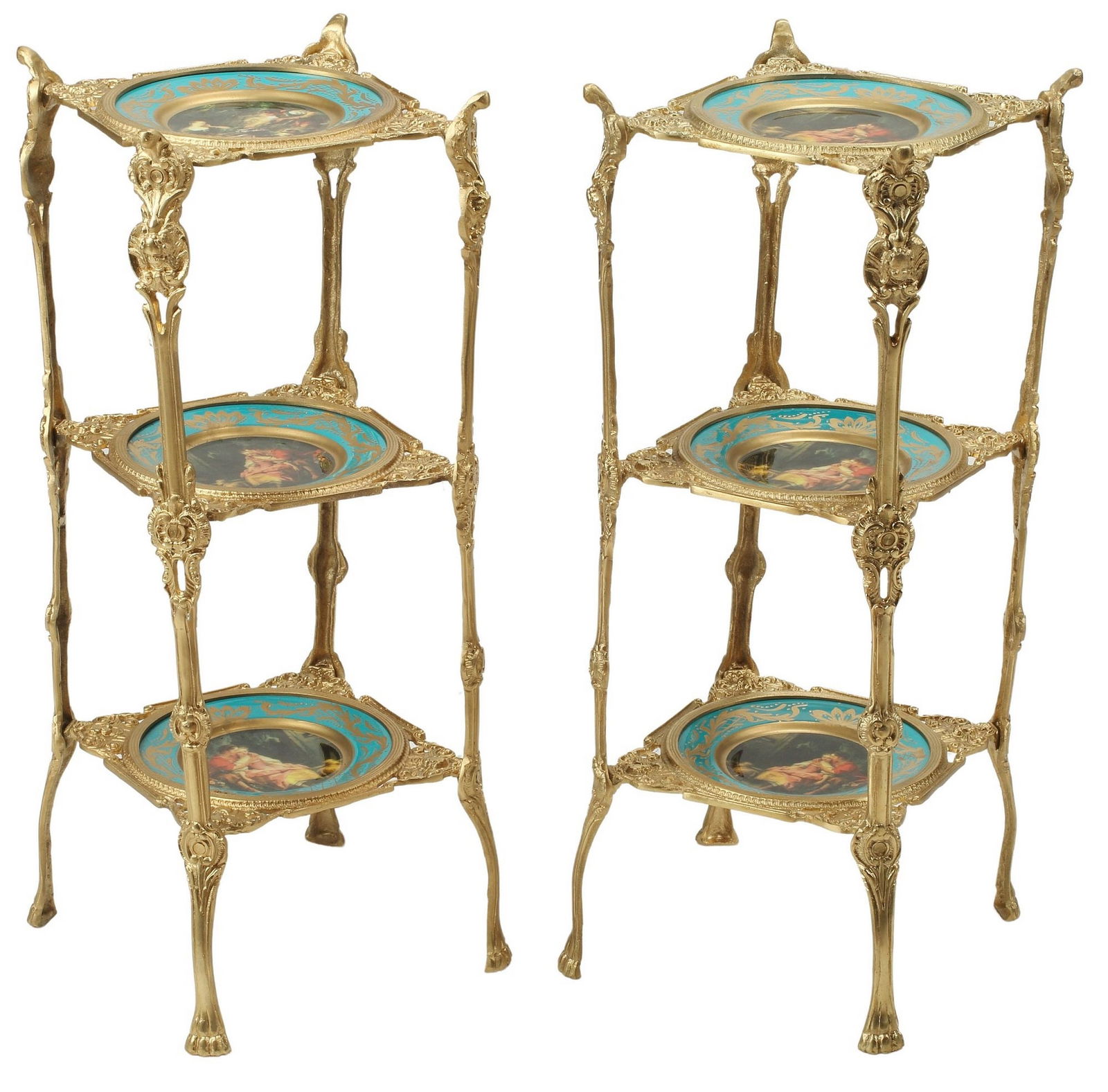 (2) ORMOLU & PORCELAIN-MOUNTED THREE-TIER ETAGERES (1 of 4)