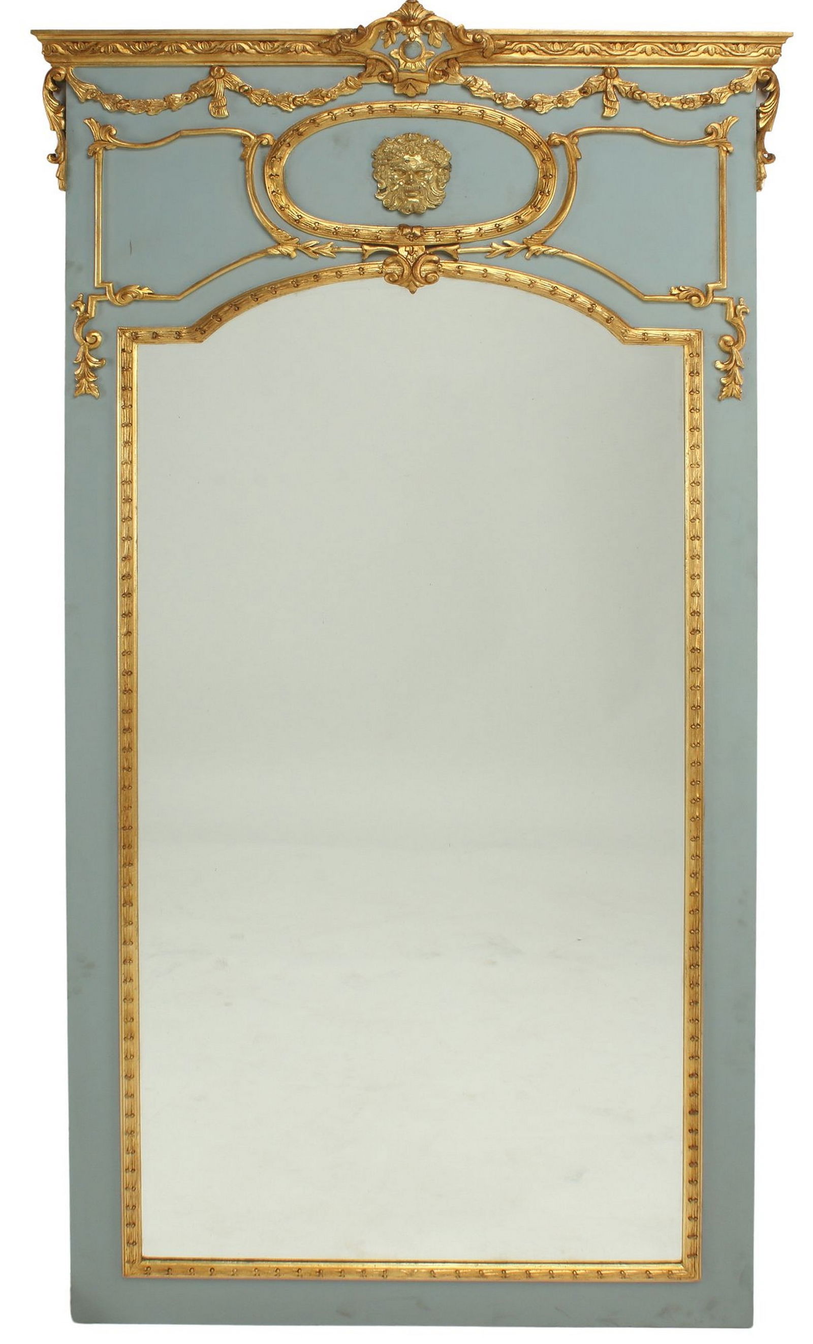 LOUIS XVI STYLE PAINTED & PARCEL-GILT TRUMEAU MIRROR, 90" X 43" (1 of 3)