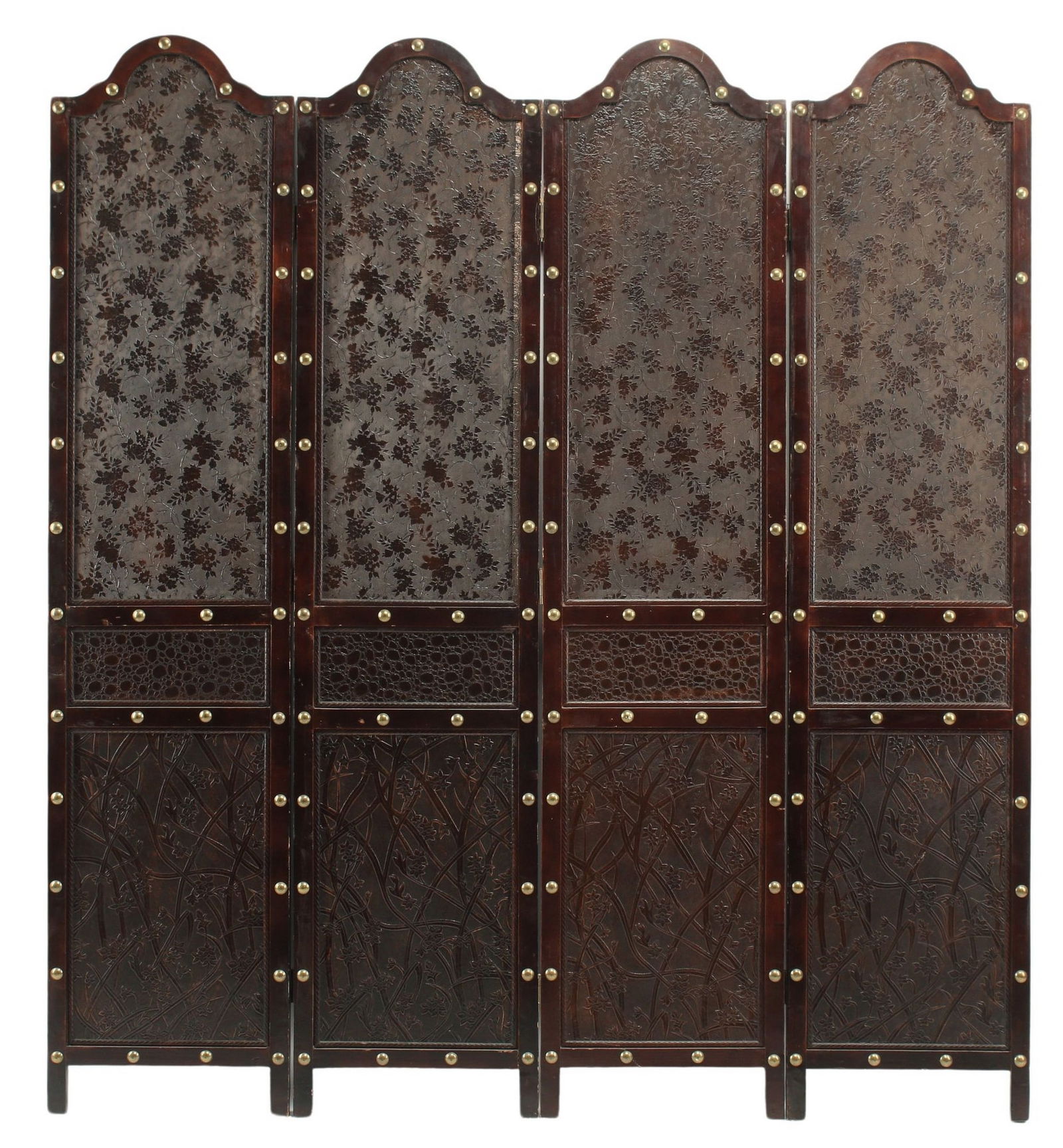 EMBOSSED PATTERN FOUR-PANEL FLOOR SCREEN (1 of 5)