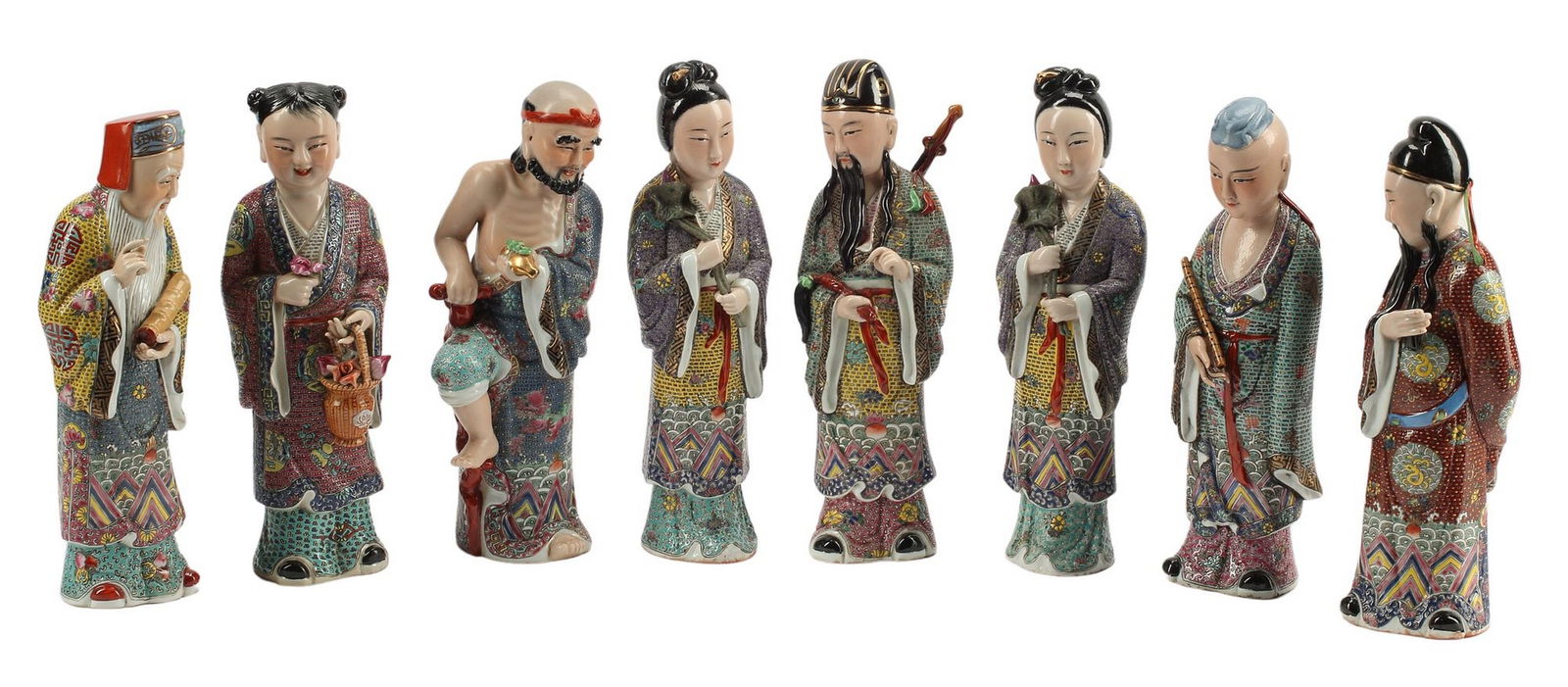 (8) CHINESE FAMILLE ROSE ENAMELED PORCELAIN FIGURES OF TAOIST IMMORTALS (1 of 6)