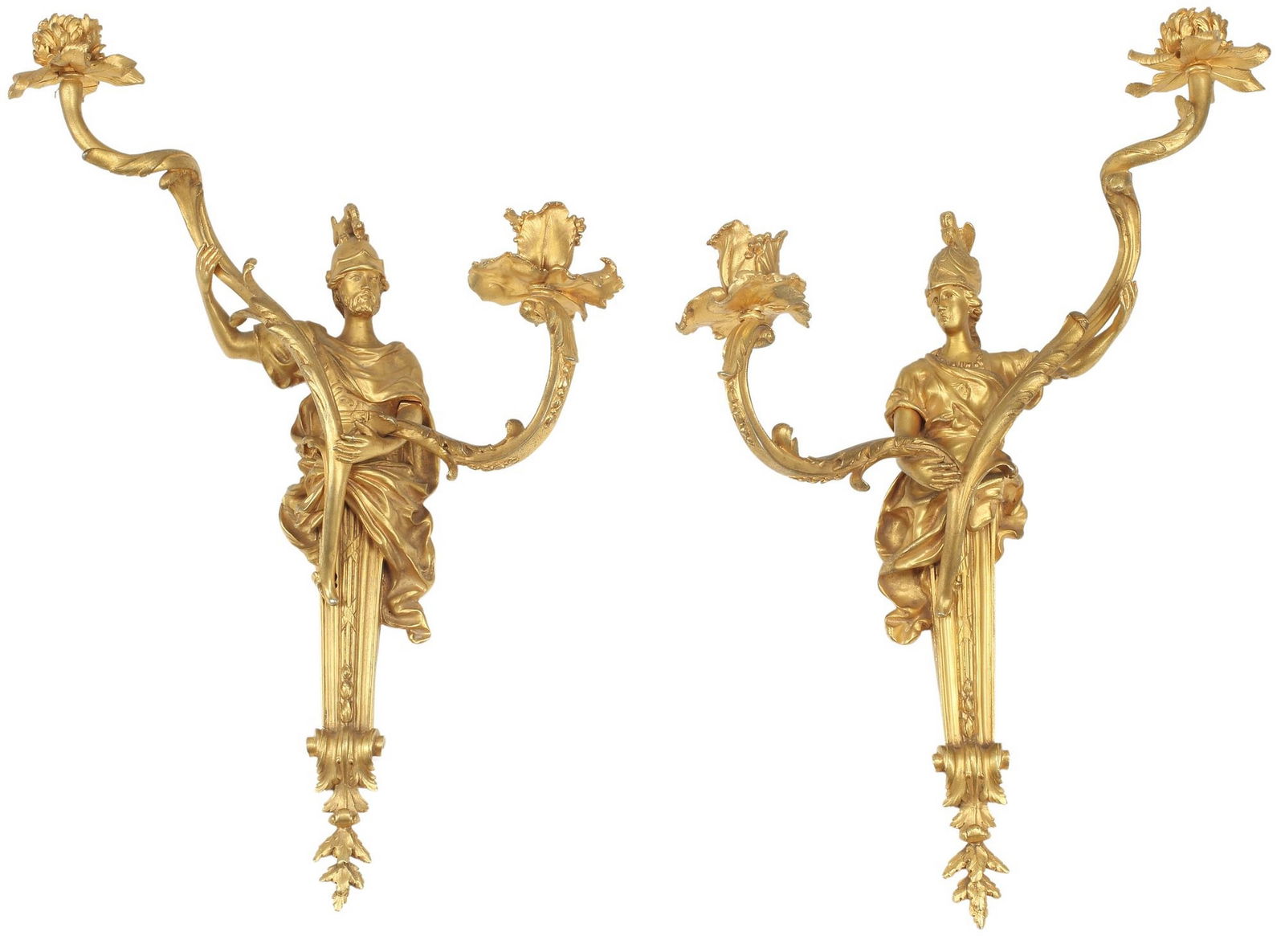 (2) LOUIS XV STYLE ORMOLU FIGURAL TWO-LIGHT SCONCES (1 of 6)