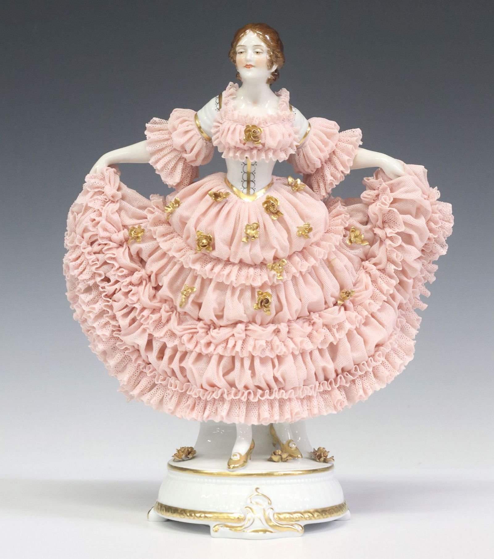 GERMAN DRESDEN LACE FEMALE FIGURE IN GOWN (1 of 4)