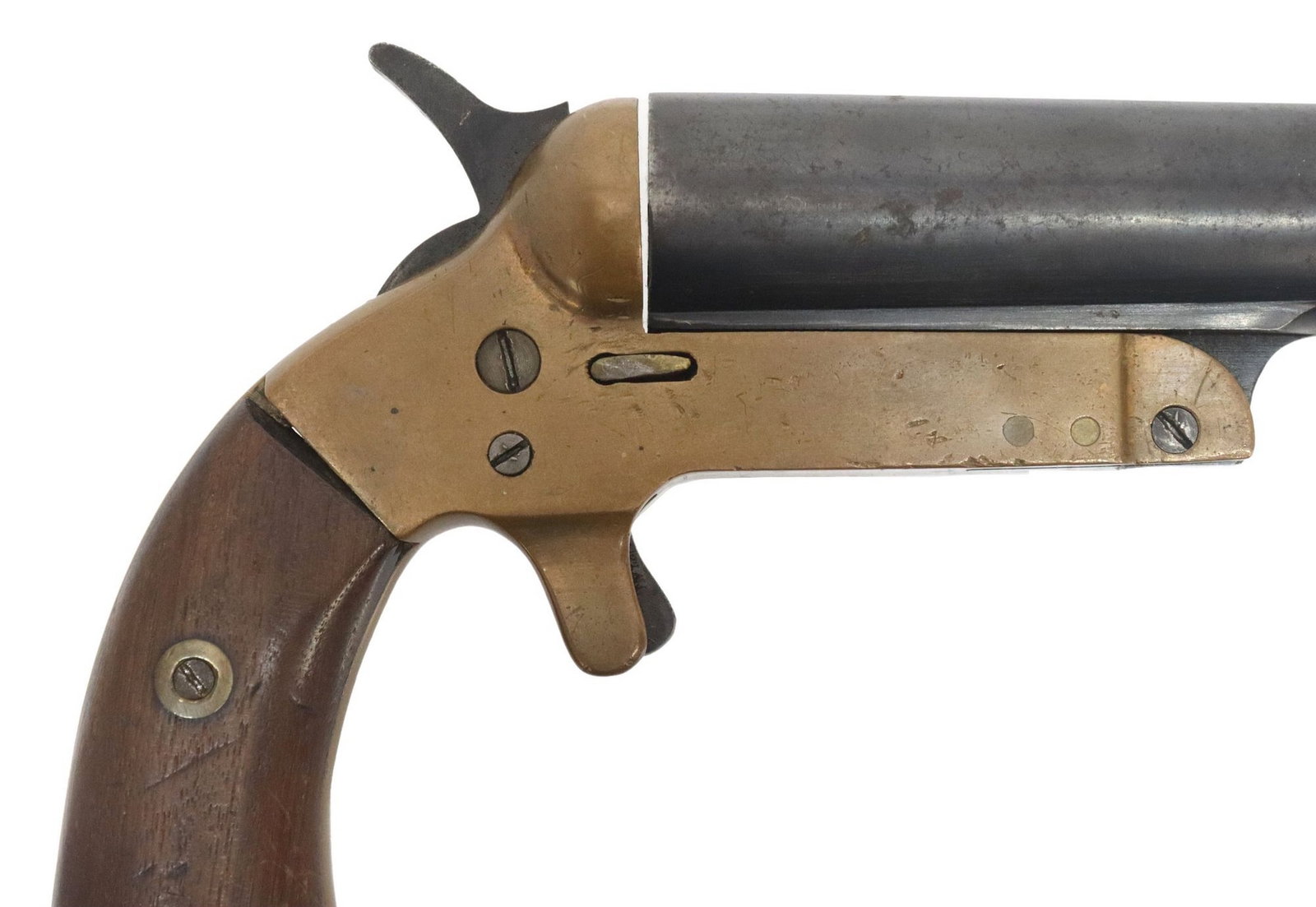 REMINGTON MKIII FLARE GUN: U.S. Mark III Signal Pistol, model marked at the barrel top together with "Remington Arms-Union Metallic Cartridge Co Inc, Remington Bridgeport Works, Bridgeport, Connecticut U.S.A.", 
