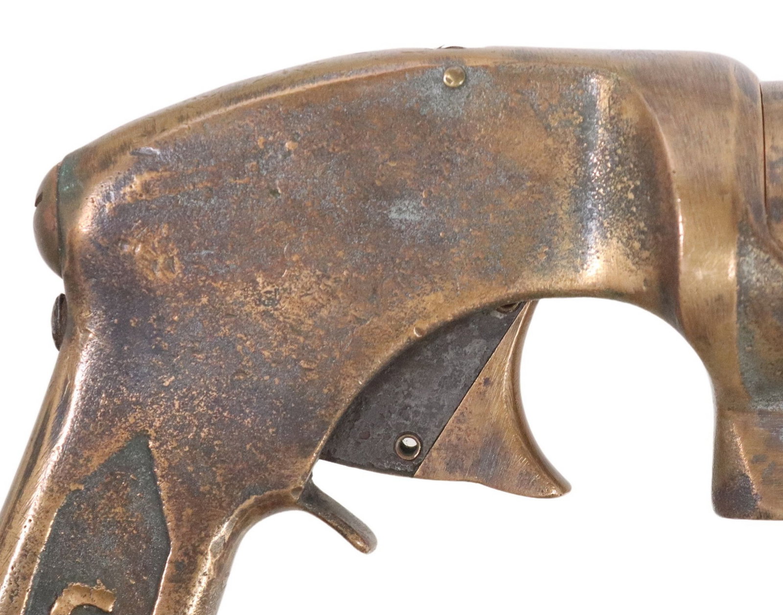 COLUMBIA WWII FLARE GUN: U.S. WWII Signal Pistol, double action, marked at the left frame "Columbia Appl. Corp, Lic. NY U.S.A." (Columbia Appliance Corporation of Long Island), marked at the right frame "M