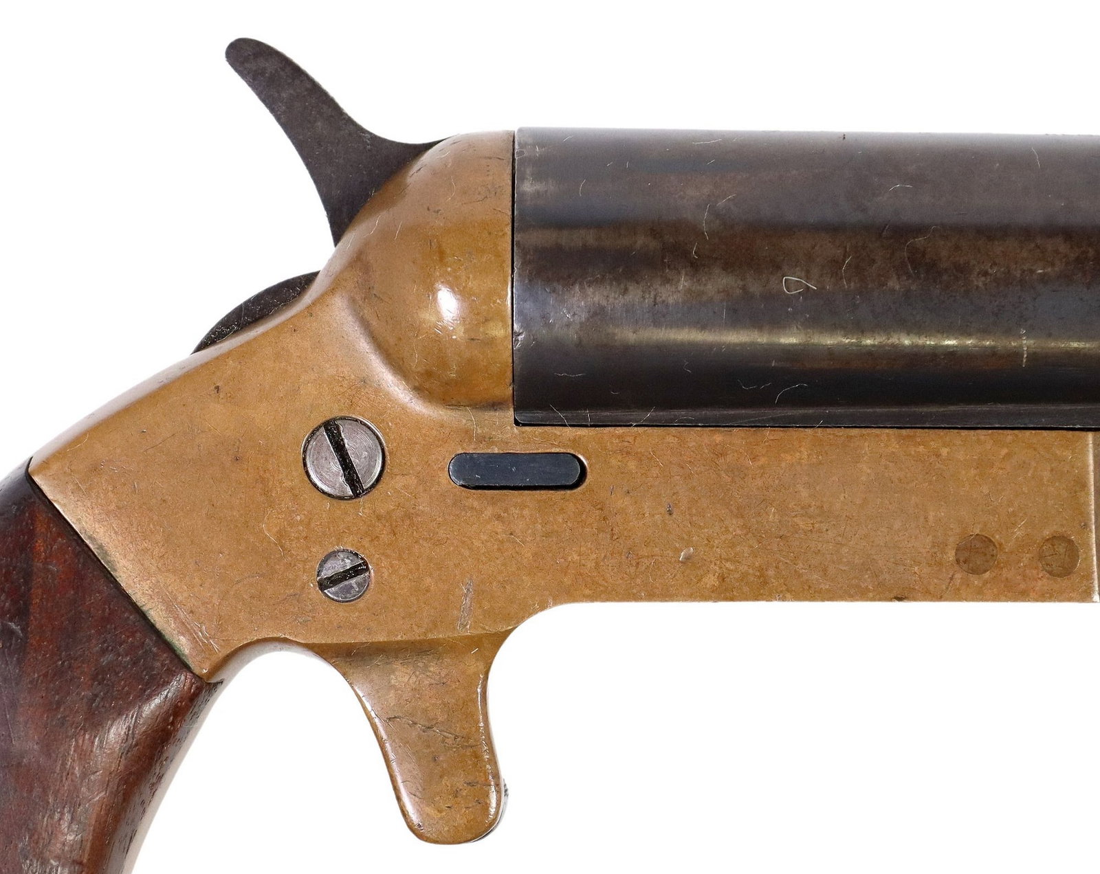 U.S. MKIII REMINGTON FLARE GUN: U.S. Navy Remington Mark III Signal gun, marked at the left frame "U.S" and at left above grip "R.A.C." (Rinaldo A. Carr, an Inspector", marked at the barrel top "Mark II