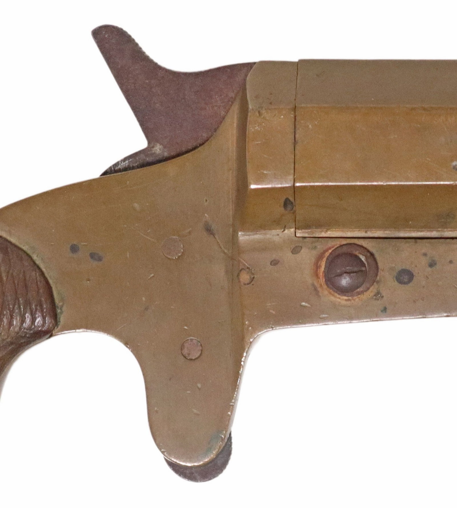 FRENCH M1917 FLARE GUN: French Model 1917 Signal Pistol, marked at the back side of barrel lever "3779", marked above left grip on frame "V over wavy line", and the same mark appearing on the left barrel 