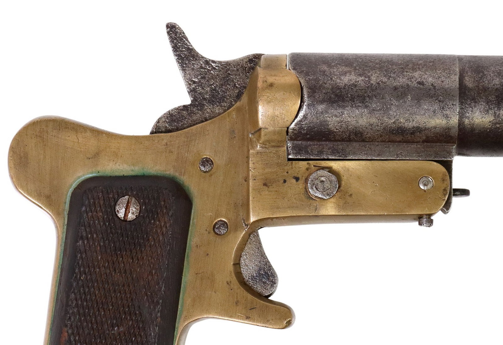 FRENCH M1918 FLARE GUN: French Mecanicarm Model 1918 Signal Pistol, marked at rear of left frame "Mod. 1918" marked at backside of barrel lever "850", marked within an oval "AR" at butt, ma