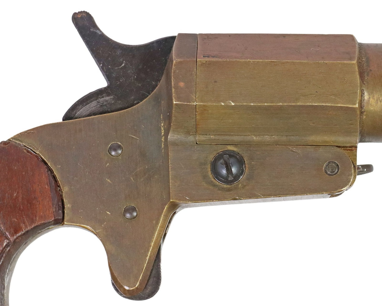 A.H. FOX FLARE GUN: U.S. Signal Pistol, marked at the top barrel flat "Very Pistol 25MM Mark IV", A.H. Fox Gun Co. Phila. Pa. U.S.A.", marked at the left frame under the barrel "261", marked at t
