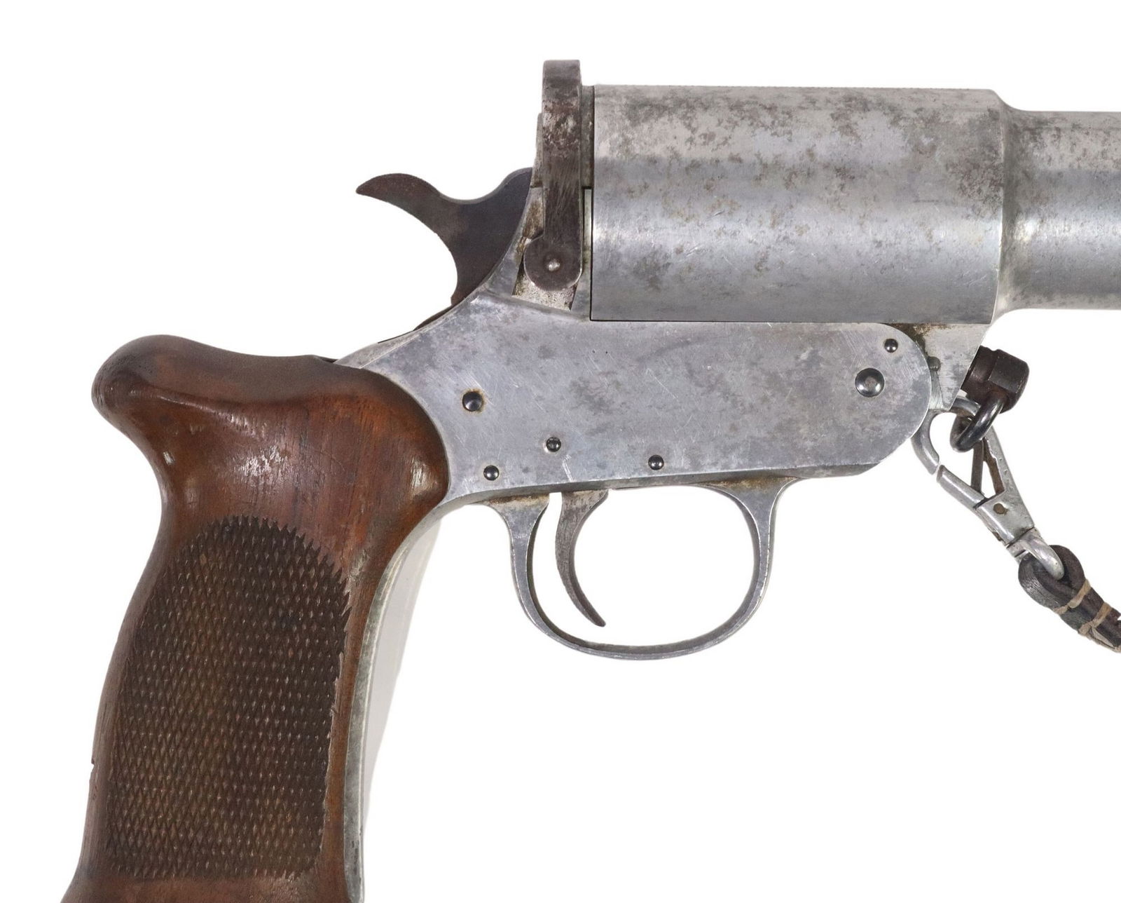 H&R 1900 ALUMINUM FLARE GUN: H&R Signal Pistol marked at left barrel "H & R Signal Flare Pistol", marked at barrel top "Harrington & Richardson Arms Co., Worcester, Mass. U.S.A. Pat. Feb 27, '00&quo