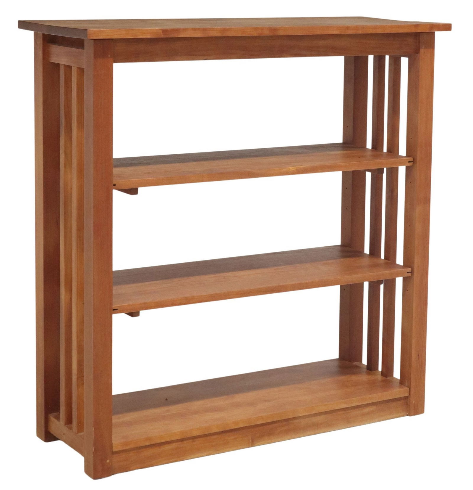 THOMAS MOSER CHERRY 'WINDWARD' BOOKCASE: American cherrywood "Windward" bookcase, Thos. Moser Cabinetmakers, Auburn, Maine, 21st c., two adjustable-height shelves, slatted sides, approx 36.5"h, 36"w, 13.5"d **Provenance: A luxury home in Wes