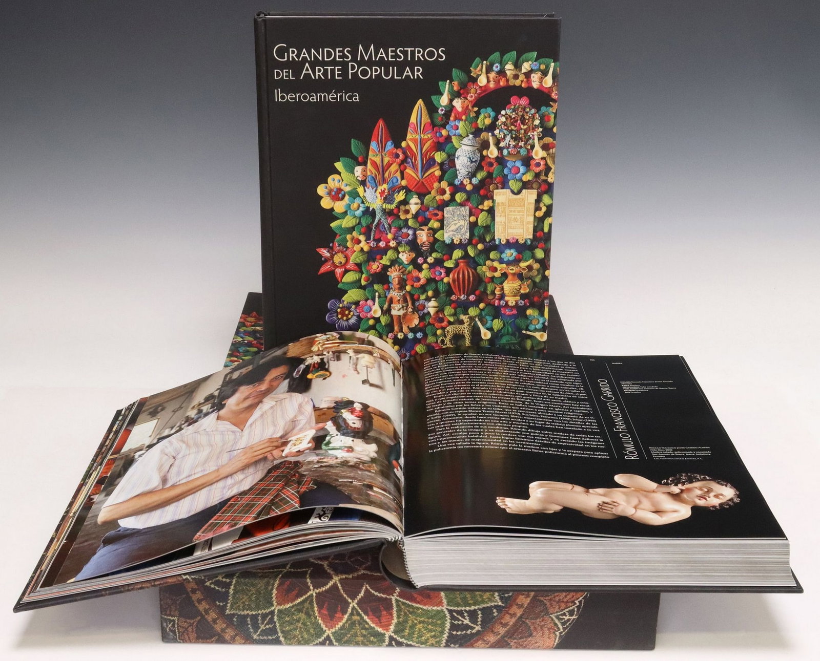 (2) TWO-VOLUME BOOKS: GRANDES MAESTROS DEL ARTE POPULAR DE IBEROAMERICA: (lot of 2) Books: "Grandes Maestros del Arte Popular: Iberoamerica, Candida Fernandez De Calderon, Grupo Financiero Banamex, Mexico, including: (1) volume one, 2011, 570 pages, retaini