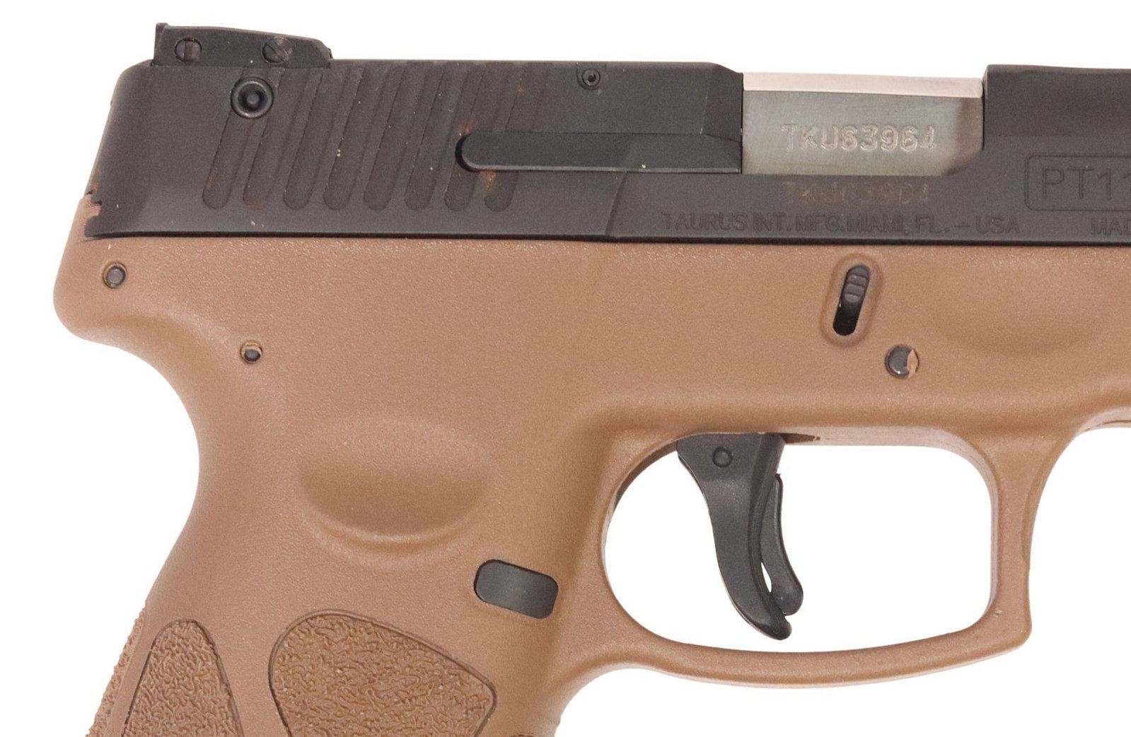 TAURUS G2 9MM PISTOL: Taurus Model Millennium PT111 G2 pistol, 9mm Luger caliber, 3.2" barrel, blade front white dot sight, adjustable white dot rear sight, lever safety, detachable 12 round magazine, black steel uppe