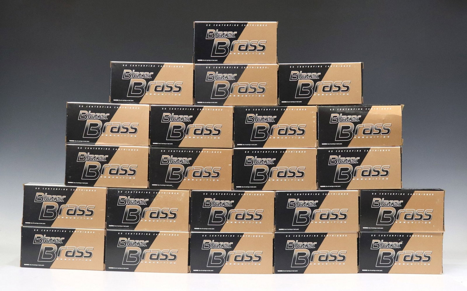 (1100) AMMO 9MM LUGER, BLAZER BRASS: (lot of 1100) Ammunition: Blazer Brass 9mm Luger, 115gr FMJ housed in eighteen 50 round boxes, four boxes of 50 rounds 124gr FMJ, for shipping all housed in one MTM hard plastic 