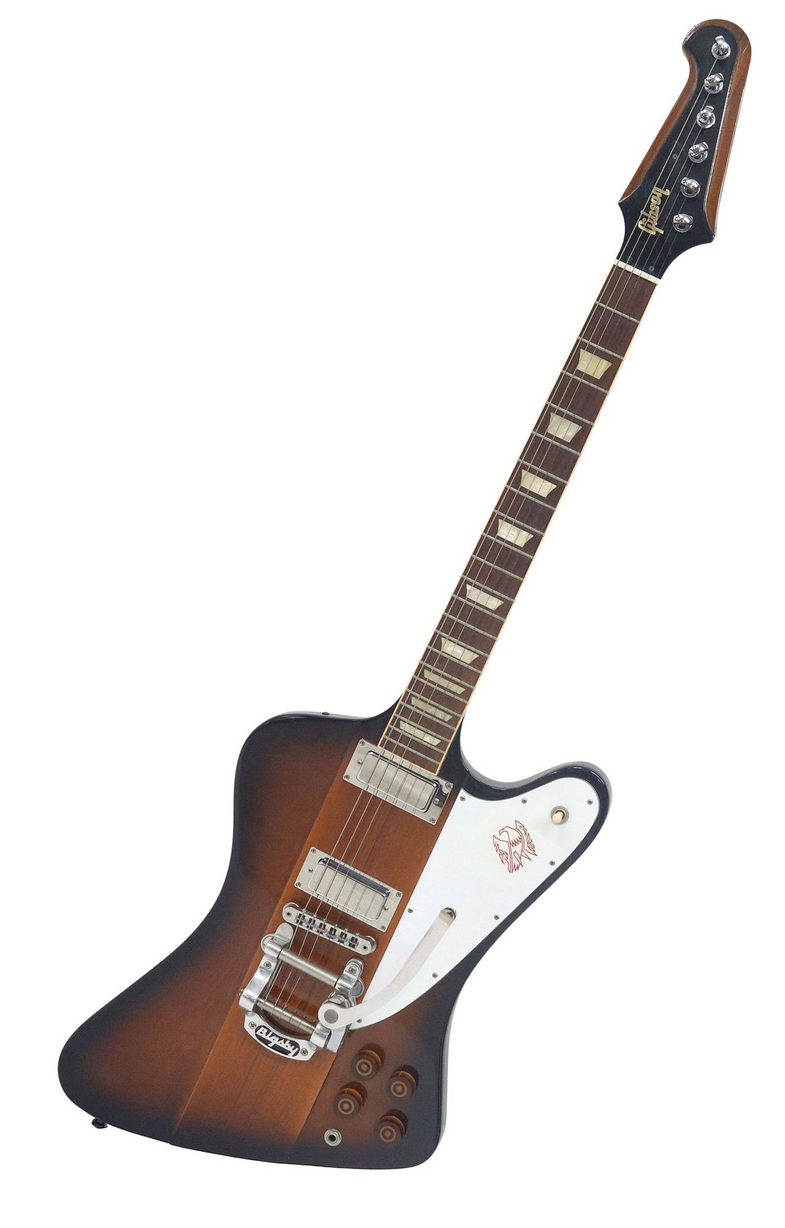 2016 GIBSON FIREBIRD VINTAGE SUNBURST ELECTRIC GUITAR & HARD CASE: 2016 Gibson Firebird electric guitar, vintage sunburst finish, made in USA, serial number 160051088, accompanied by Bigsby B5 "horseshoe" vibrato and Gibson hard shell case, guitar