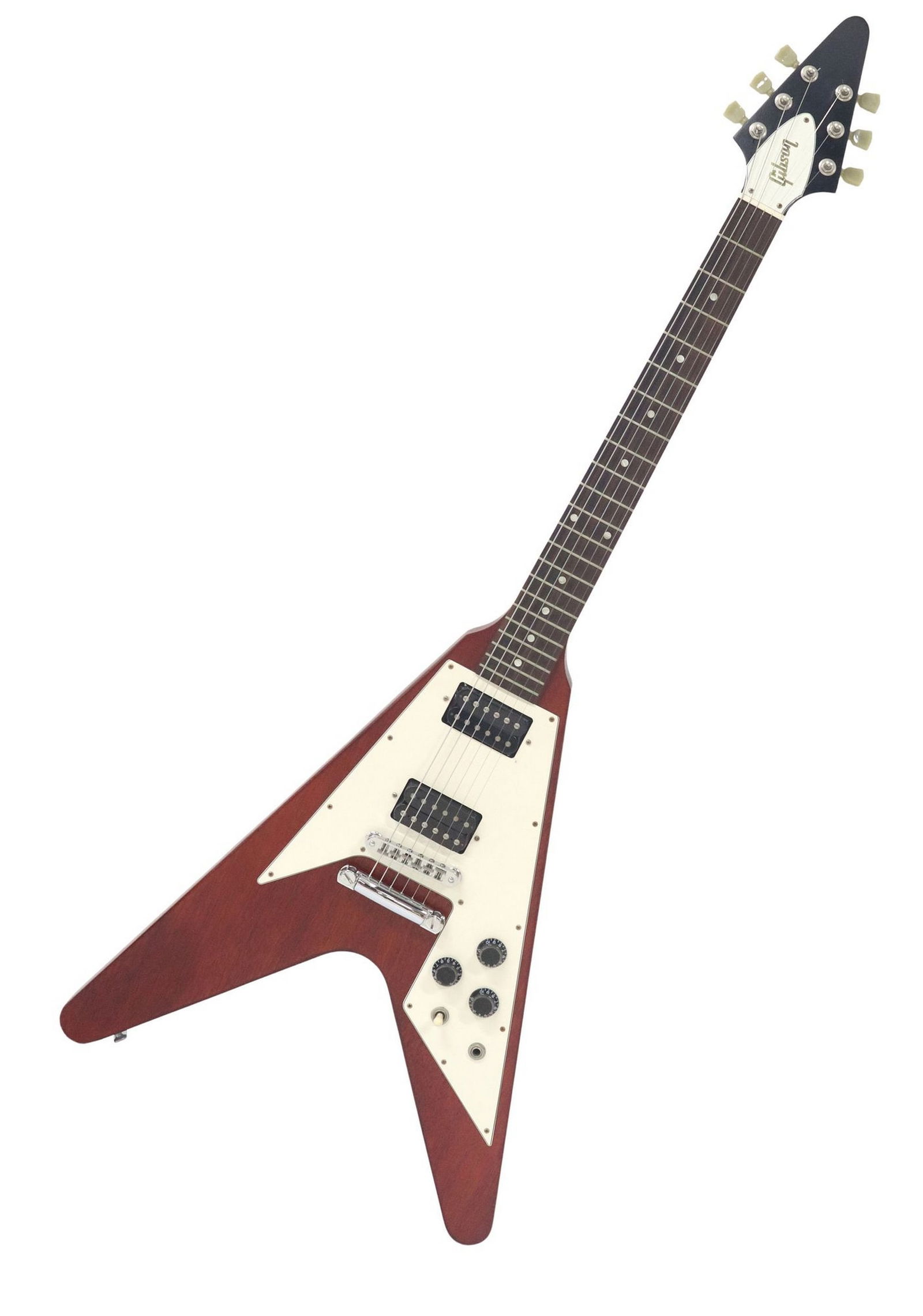 GIBSON FLYING V 'FADED CHERRY' ELECTRIC GUITAR & SOFT CASE: Gibson Flying V electric guitar, Faded Cherry finish with rosewood fretboard, made in USA, serial number 008070601, accompanied by World Tour soft case, guitar: approx 44"h, 16.75"w, 2.