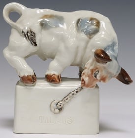 ITALIAN CACCIAPUOTI GLAZED PORCELAIN ZODIAC FIGURE, 'TAURUS'