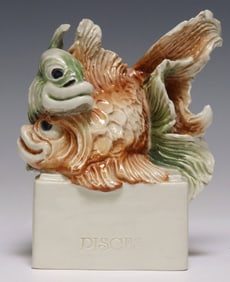 ITALIAN CACCIAPUOTI GLAZED PORCELAIN ZODIAC FIGURE, 'PISCES'