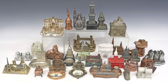 (LOT) SOUVENIR ARCHITECTURAL BUILDING MODELS, COIN BANKS, & INKWELLS