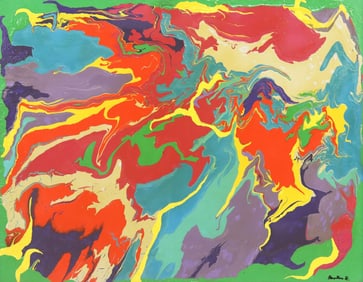 SIGNED HAMPTON H. ABSTRACT ACRYLIC PAINTING