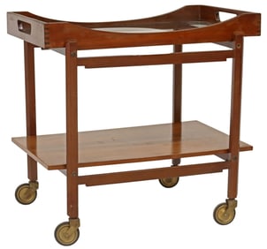 ITALIAN MID-CENTURY MODERN TEAK TRAY-TOP SERVICE CART