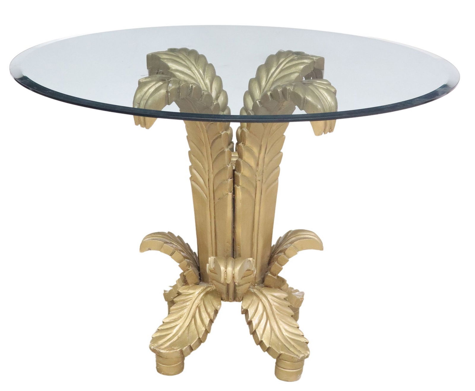 ITALIAN GLASS-TOP GILT-PAINTED FOLIATED TABLE (1 of 3)