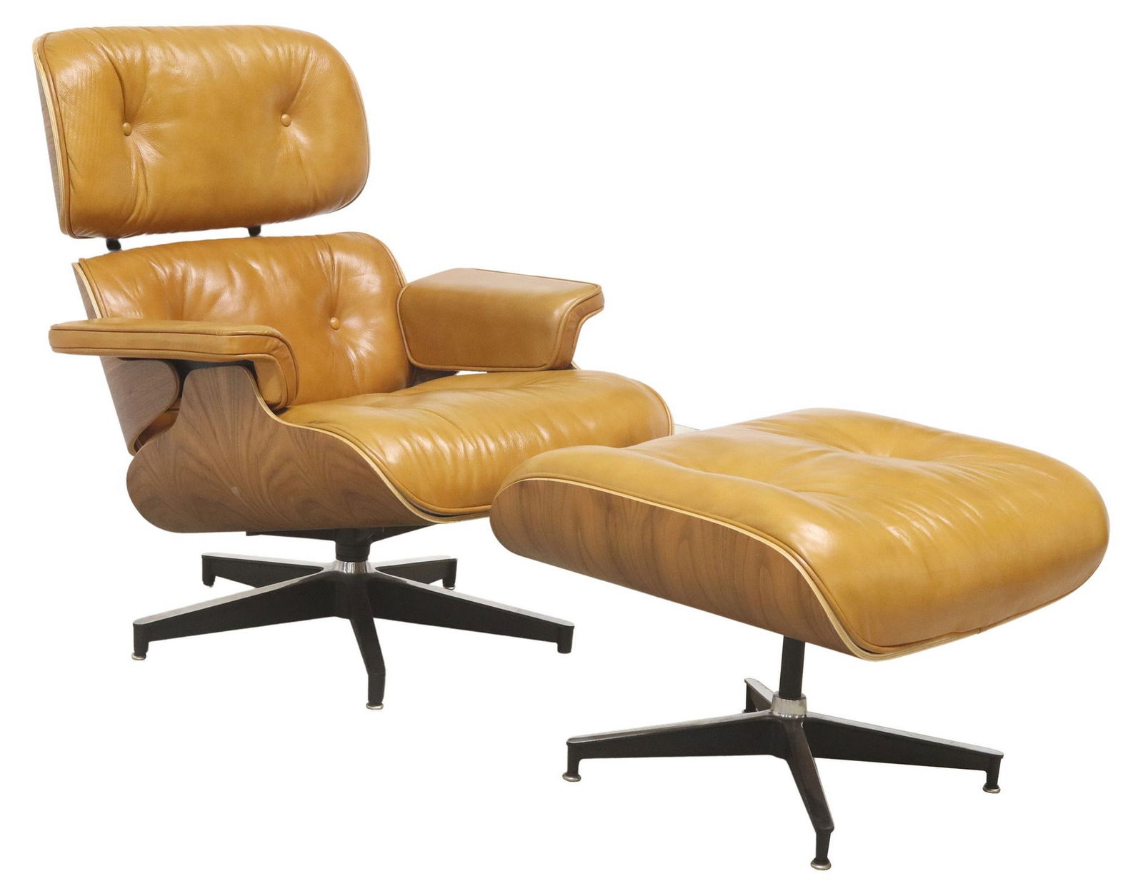(2) EAMES STYLE LEATHER LOUNGE CHAIR & OTTOMAN (1 of 7)