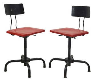 (2) AMERICAN INDUSTRIAL TUBULAR STEEL DRAFTING STOOLS