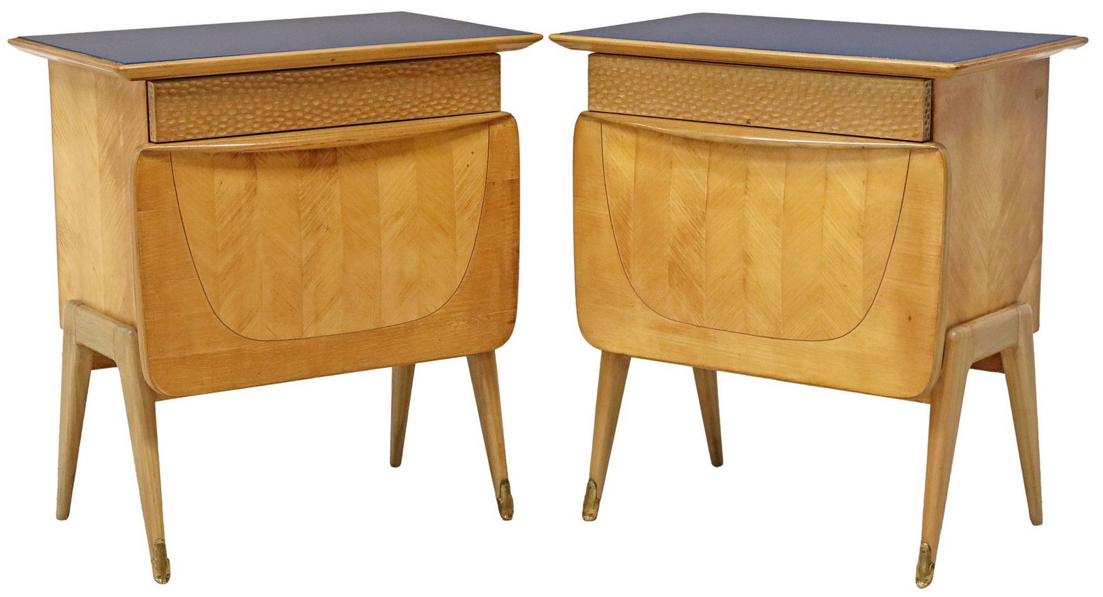 (2) ITALIAN MID-CENTURY MODERN GLASS-TOP NIGHTSTANDS (1 of 6)